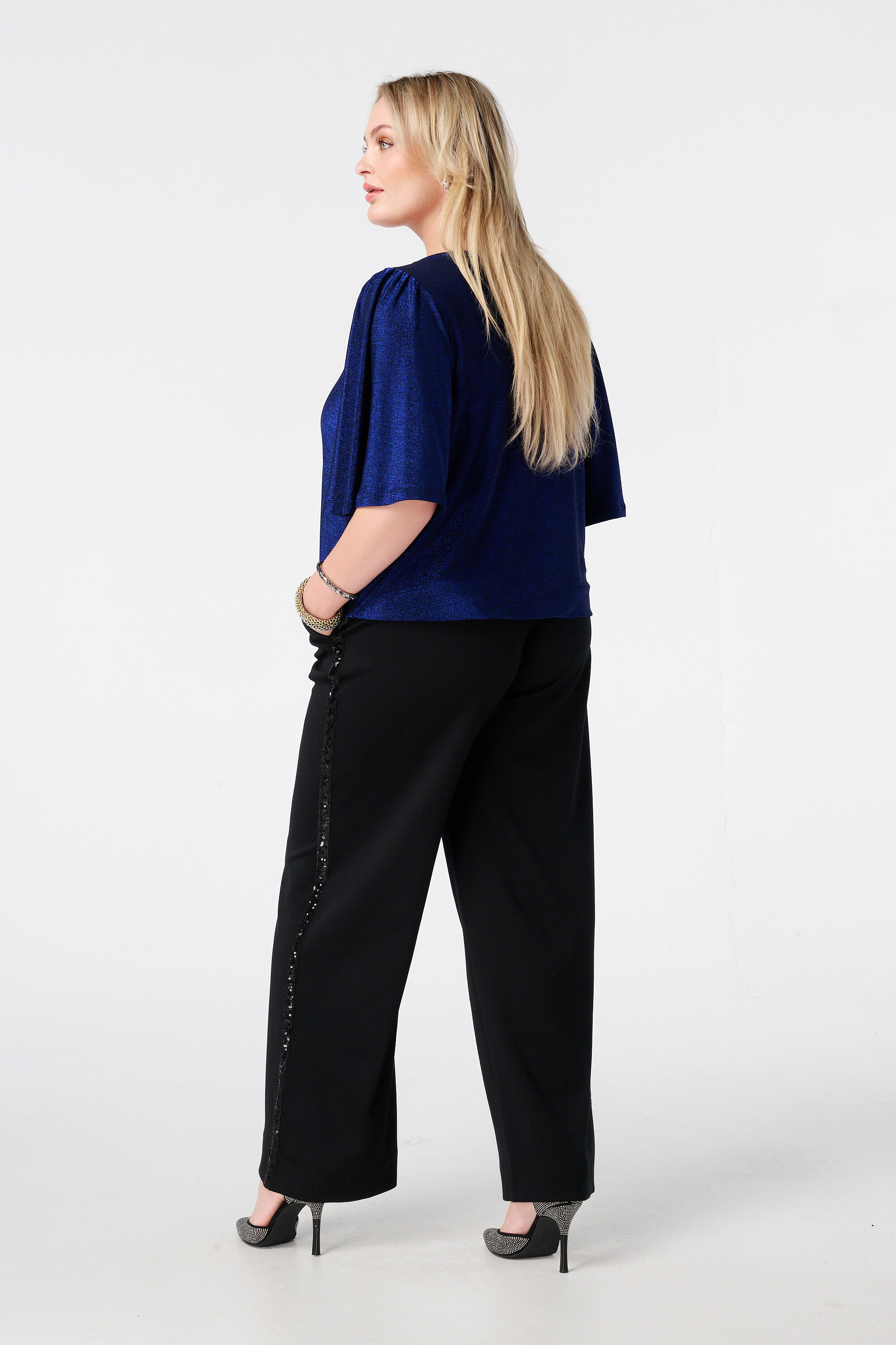 Pantalon large stretch avec bande lat&eacute;rale image number 3