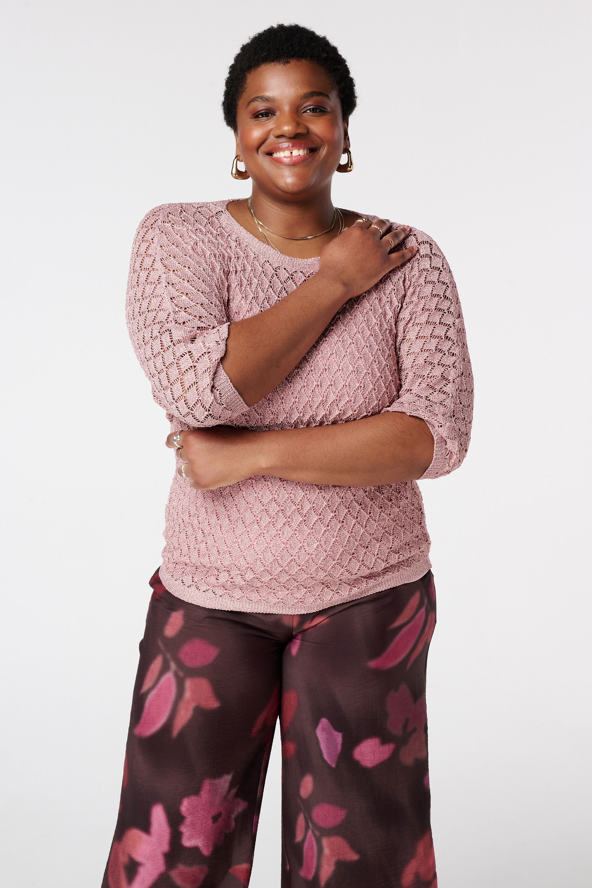 Pull crochet&eacute; avec lurex image number 0