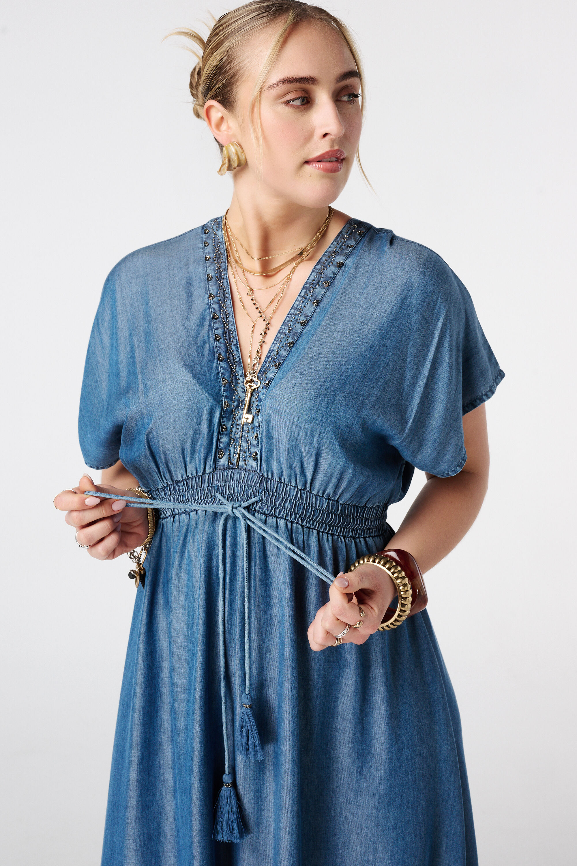Robe maxi effet denim image number 4