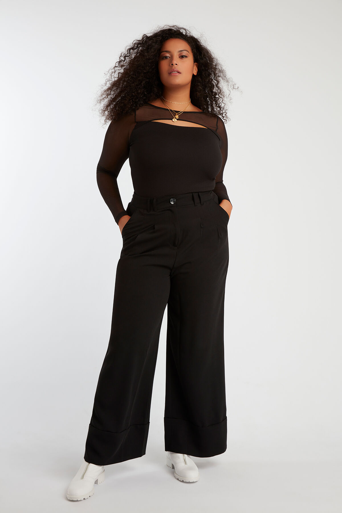 Pantalon large pliss&eacute; image number 3