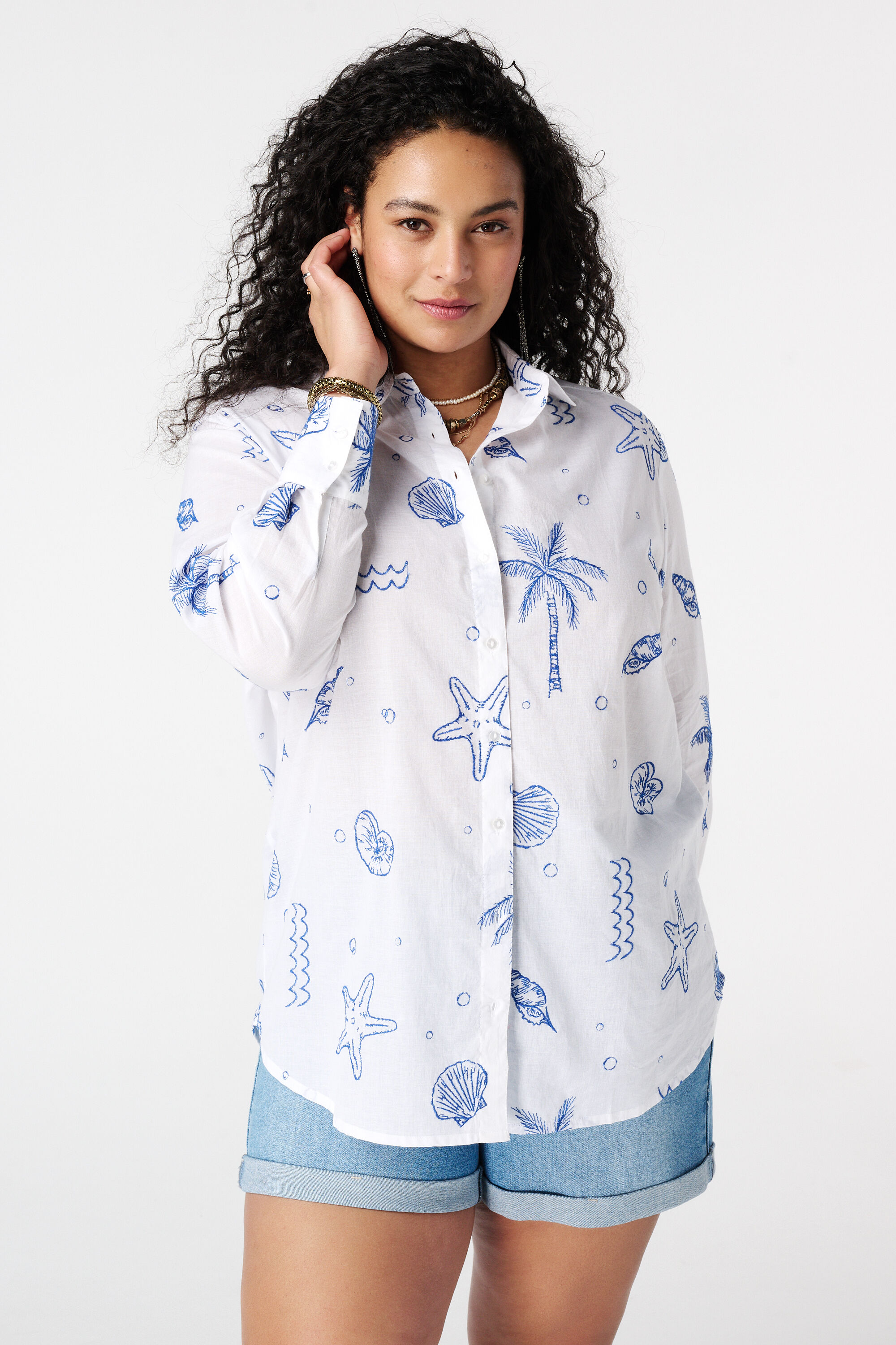 Blouse avec imprim&eacute; tropical