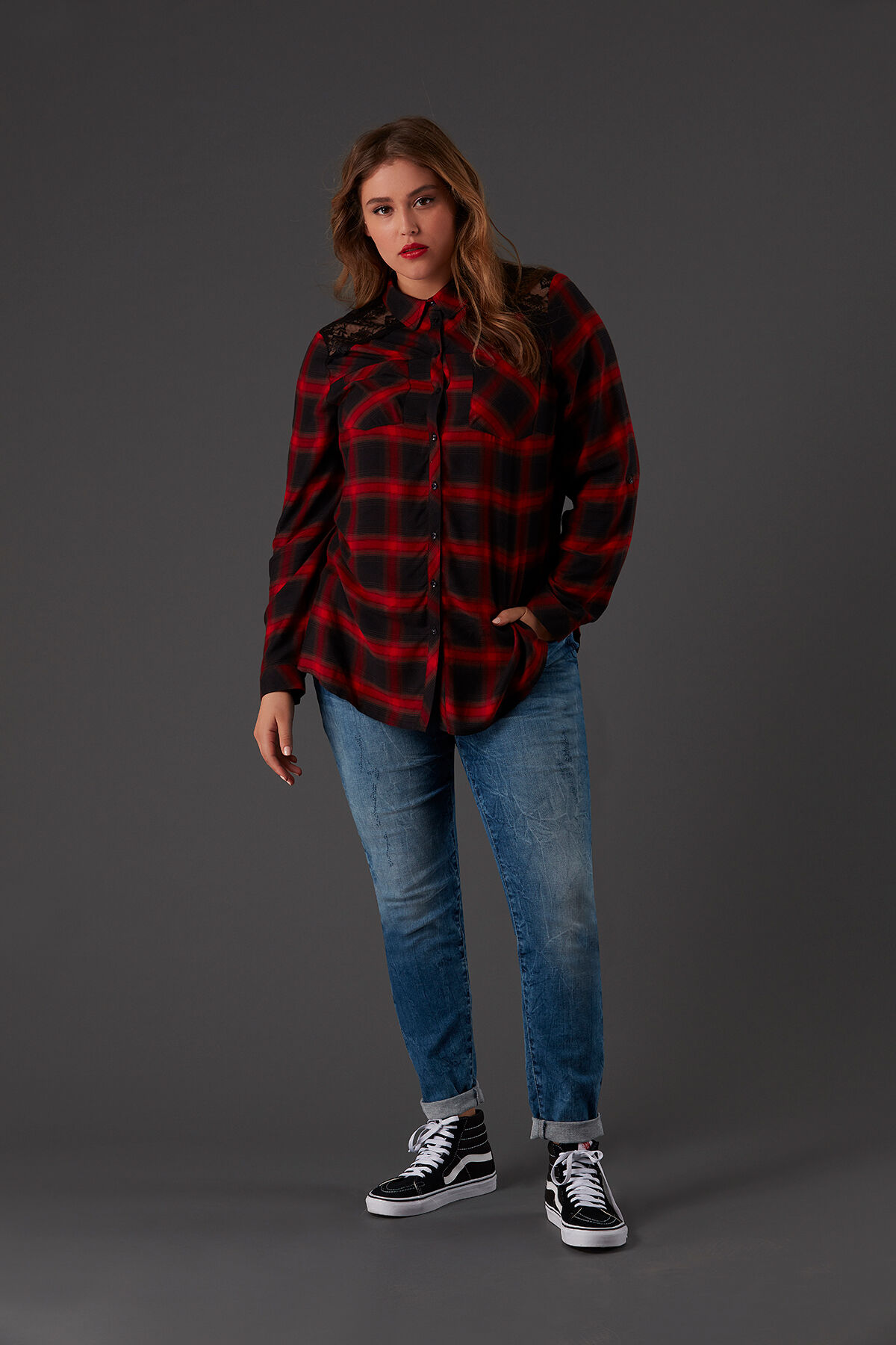 Chemisier &eacute;cossais &agrave; lacets     image number 3