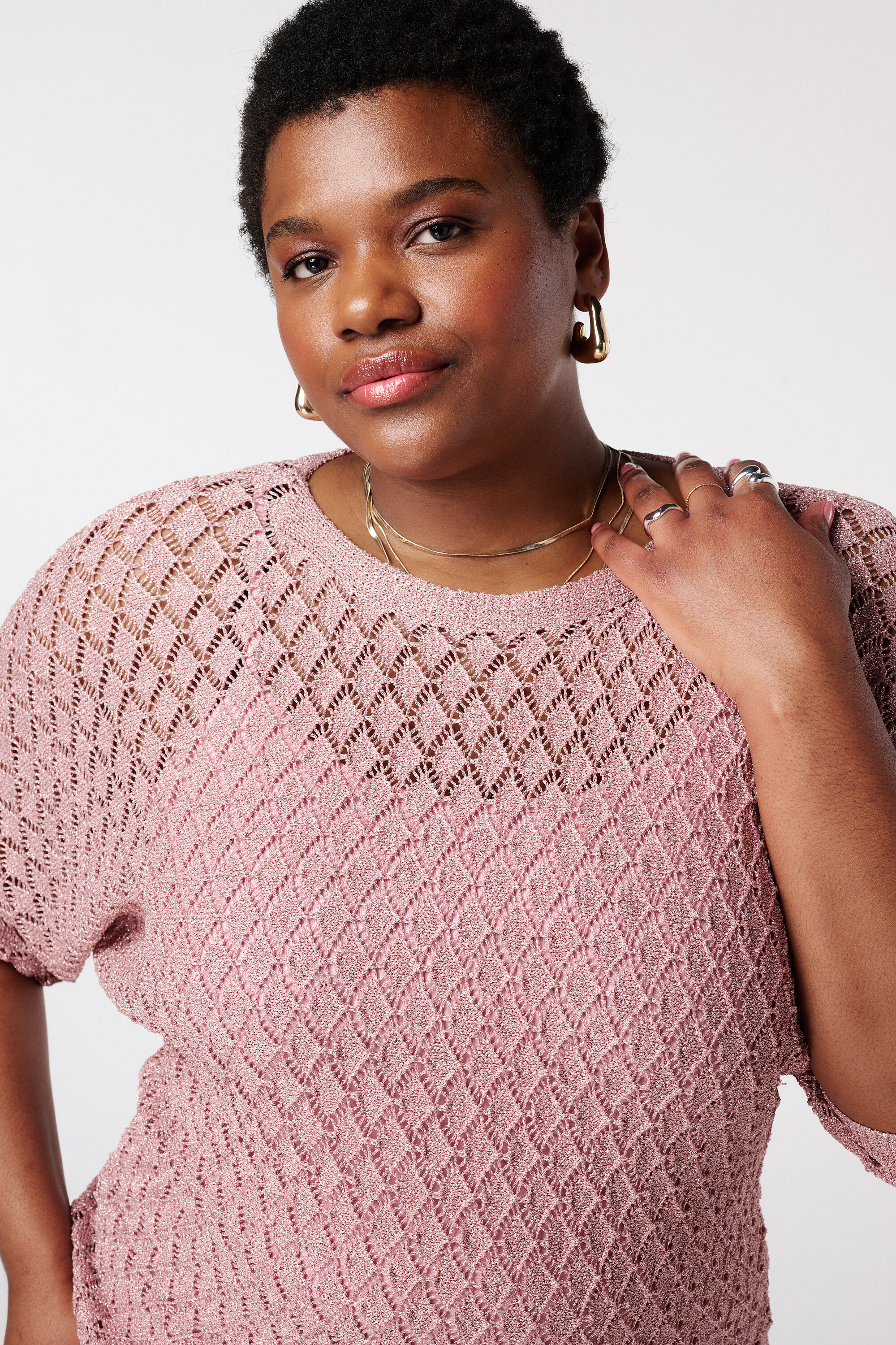 Pull crochet&eacute; avec lurex image number 4