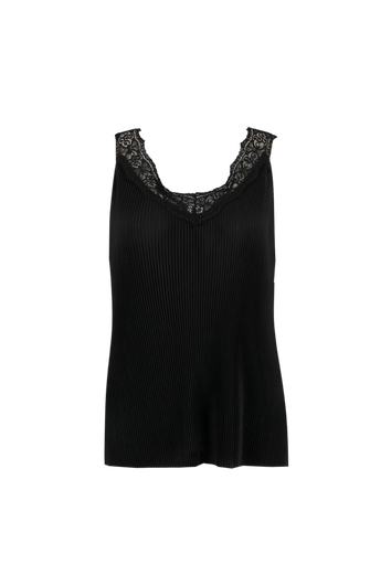 Haut pliss&eacute; uni avec dentelle