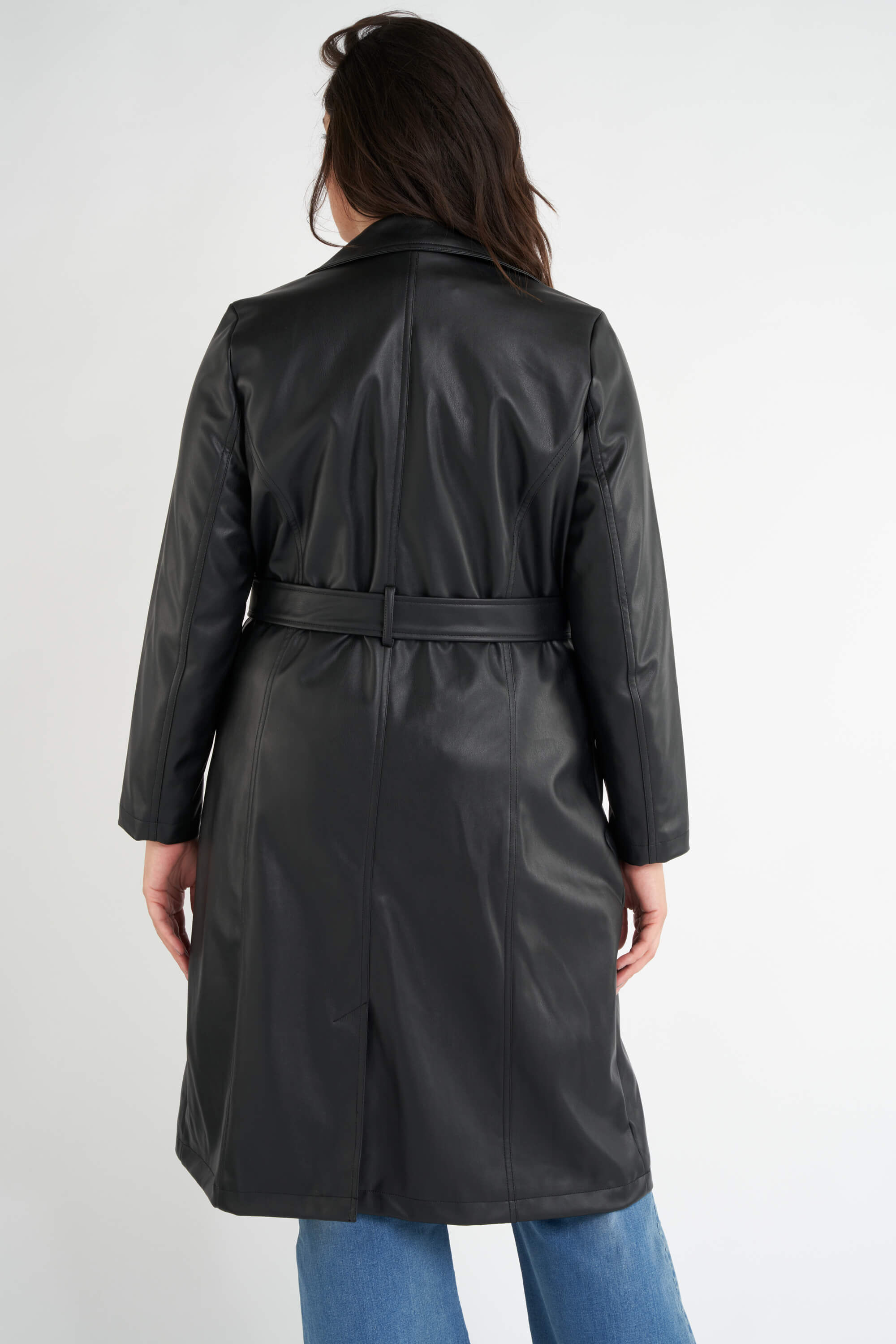 Manteau en cuir pu ceinturé online