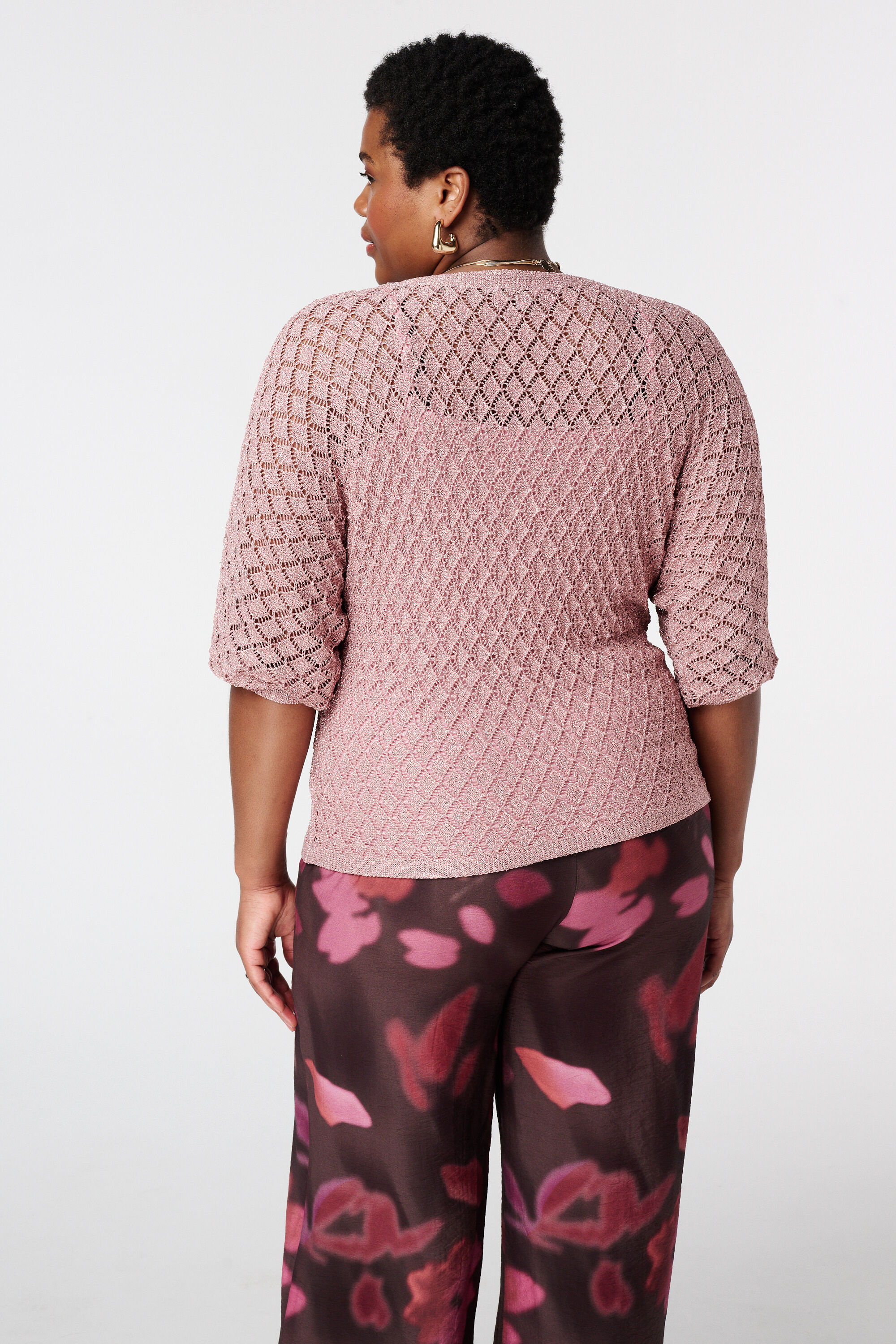 Pull crochet&eacute; avec lurex image number 3