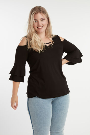 Haut &agrave; &eacute;paules ajour&eacute;es 