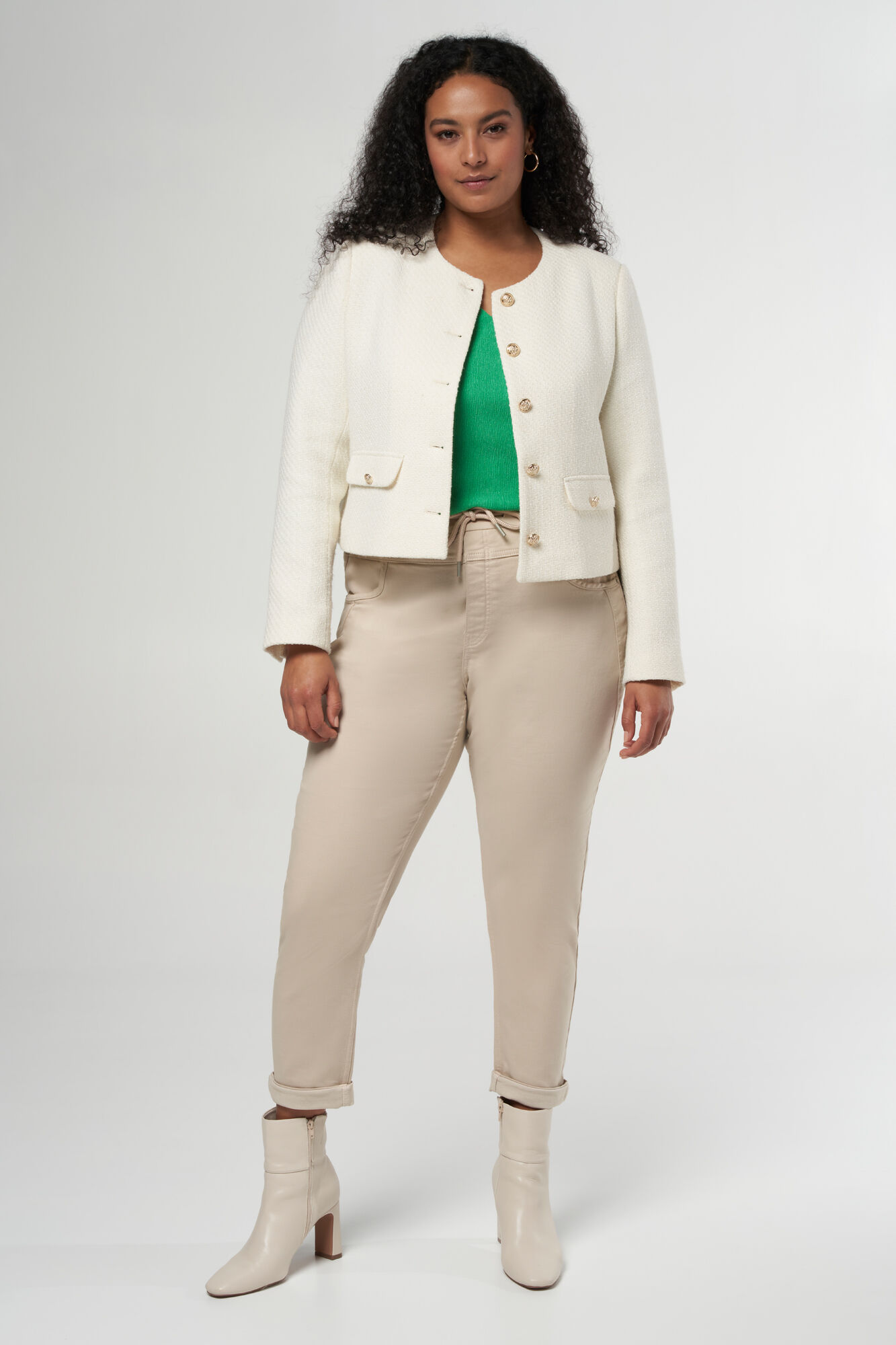 Veste courte en tweed avec boutons m&eacute;tal image number 4