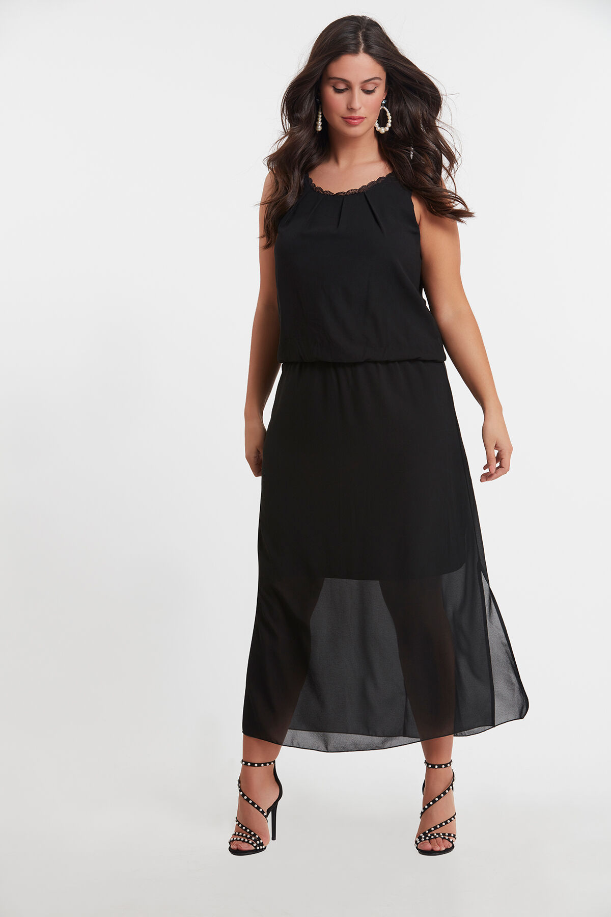 Robe longue avec d&eacute;tails en dentelle image number 4