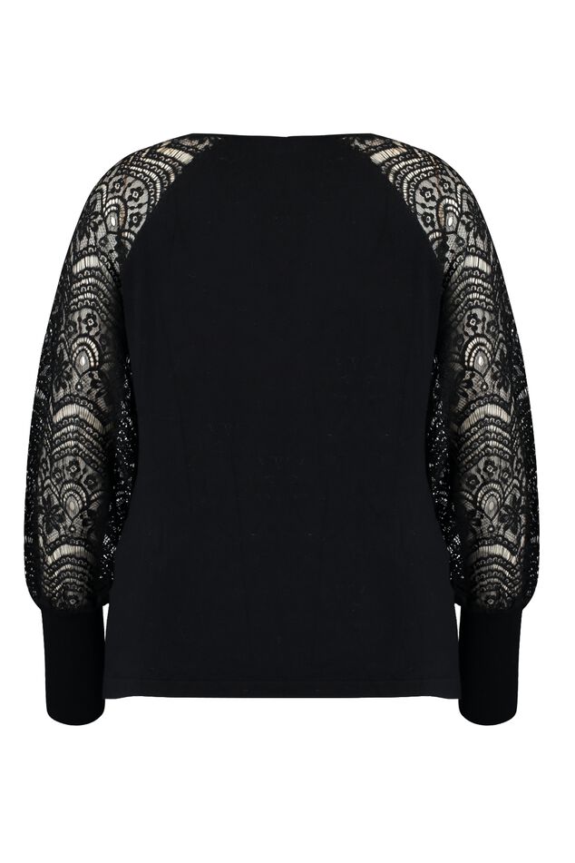 Pull aux manches décorées en dentelle image number 2