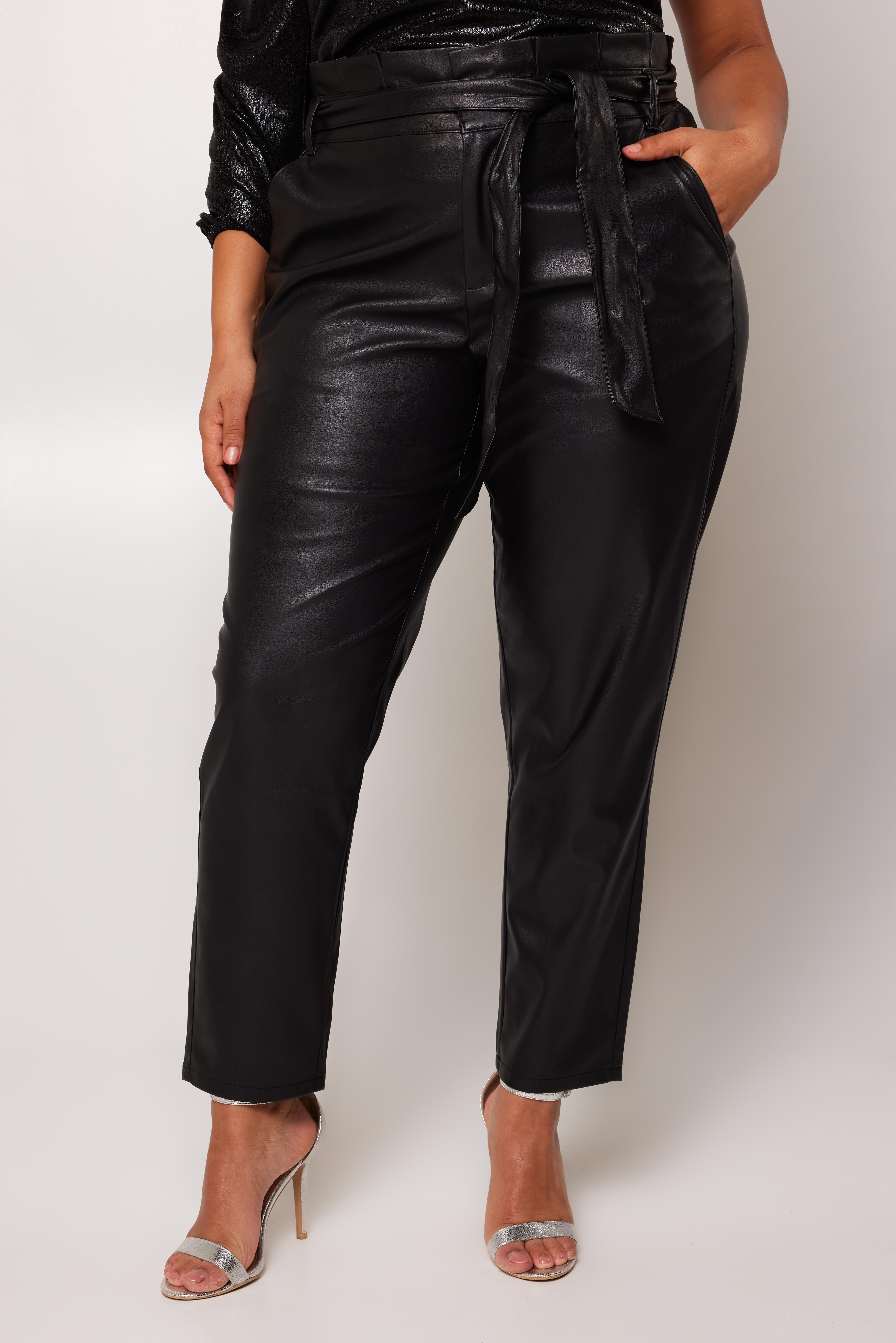 Pantalon simili 2025 cuir ceinture
