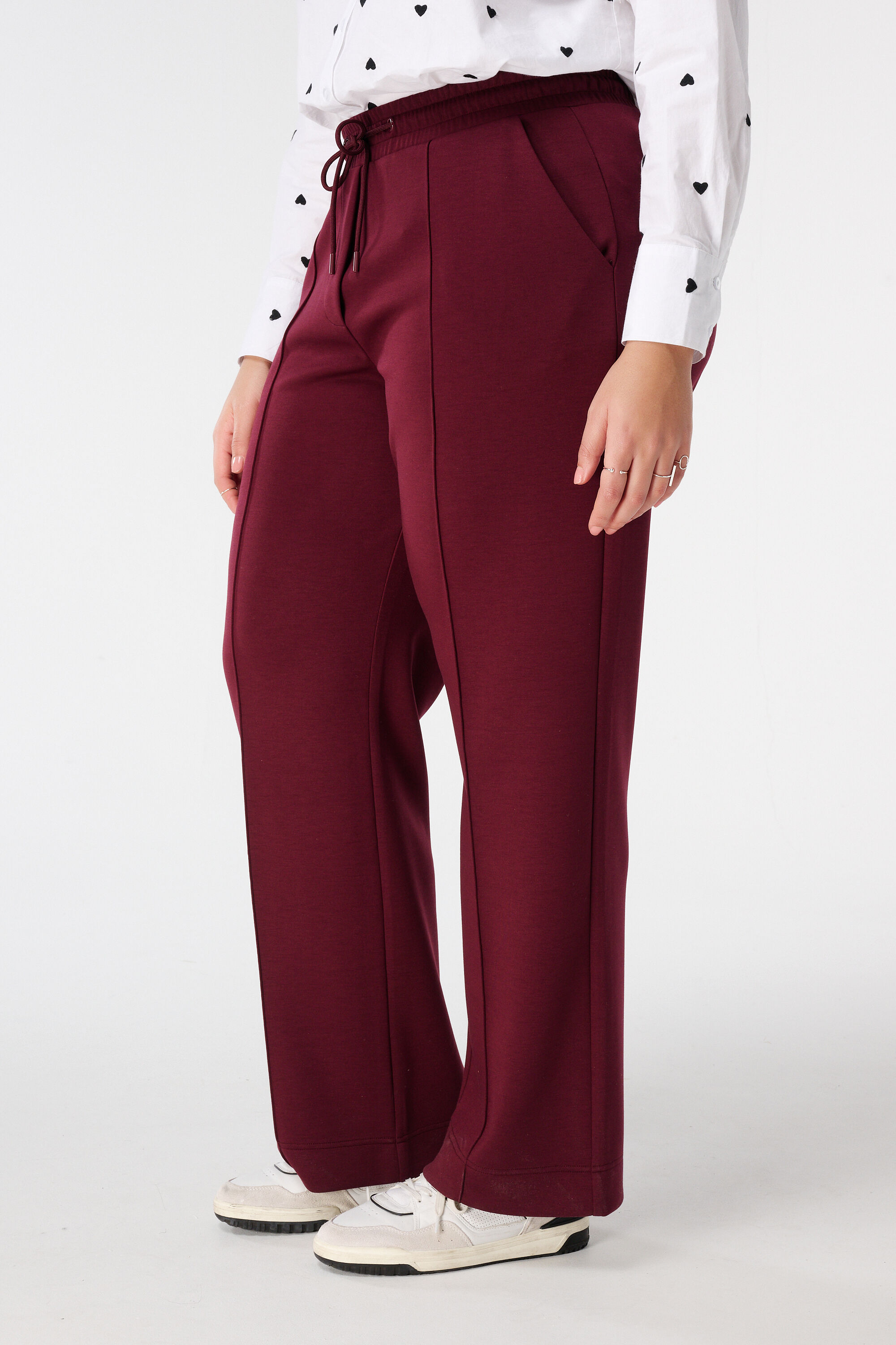 Pantalon avec taille &eacute;lastique et couture d&eacute;corative image number 5