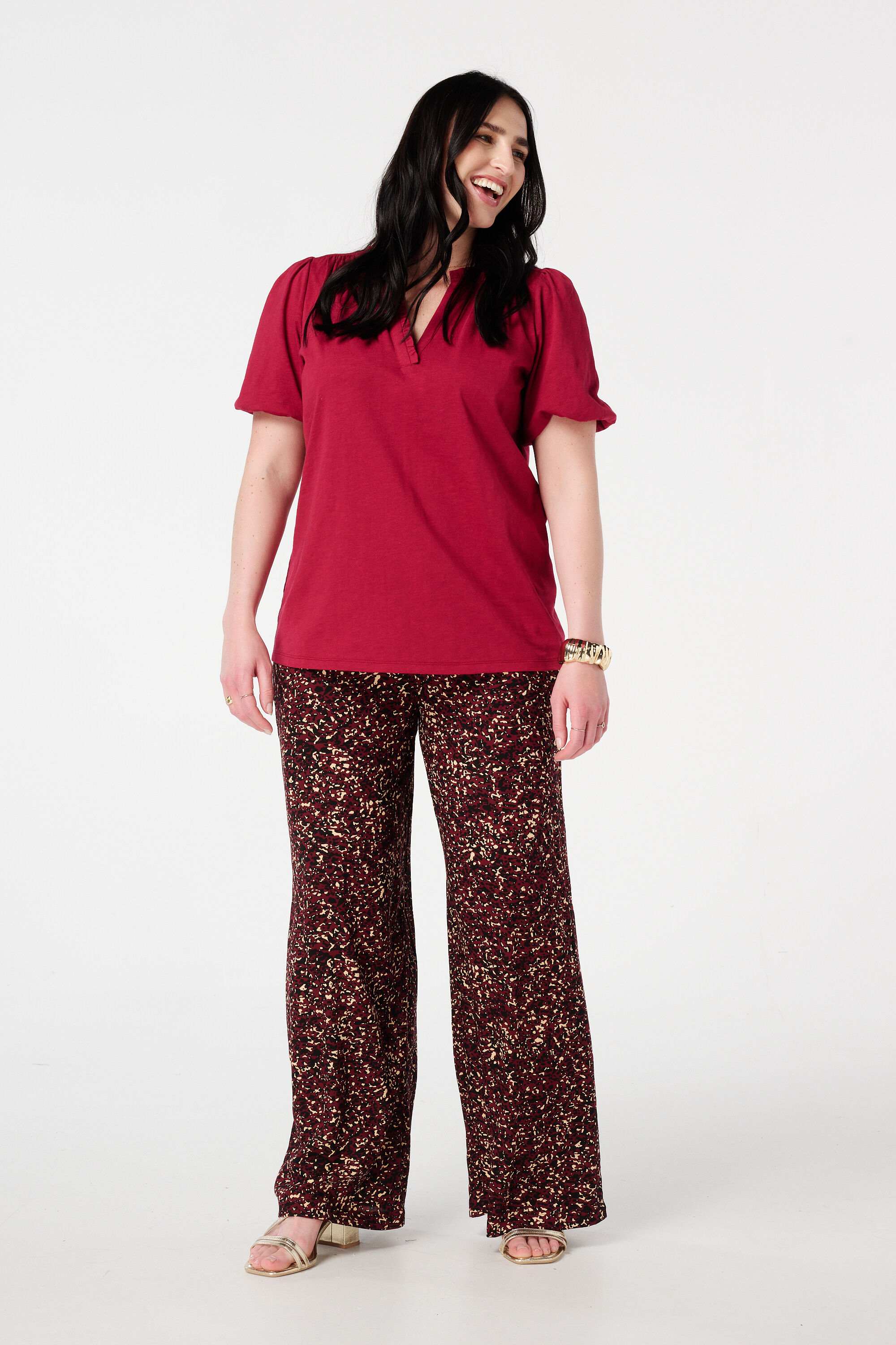 Haut avec col en V &agrave; volants image number 5