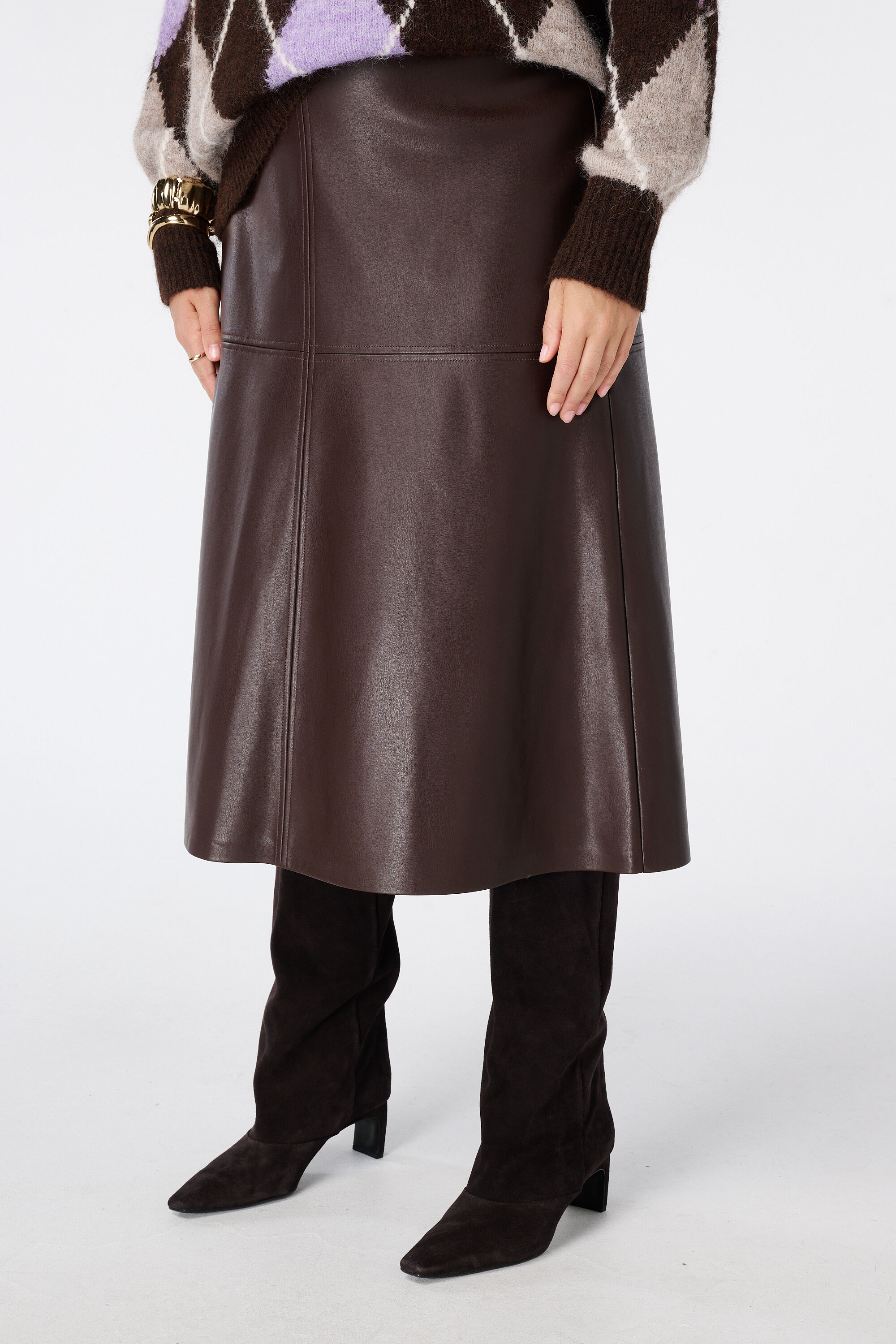 Jupe midi en similicuir image number 5