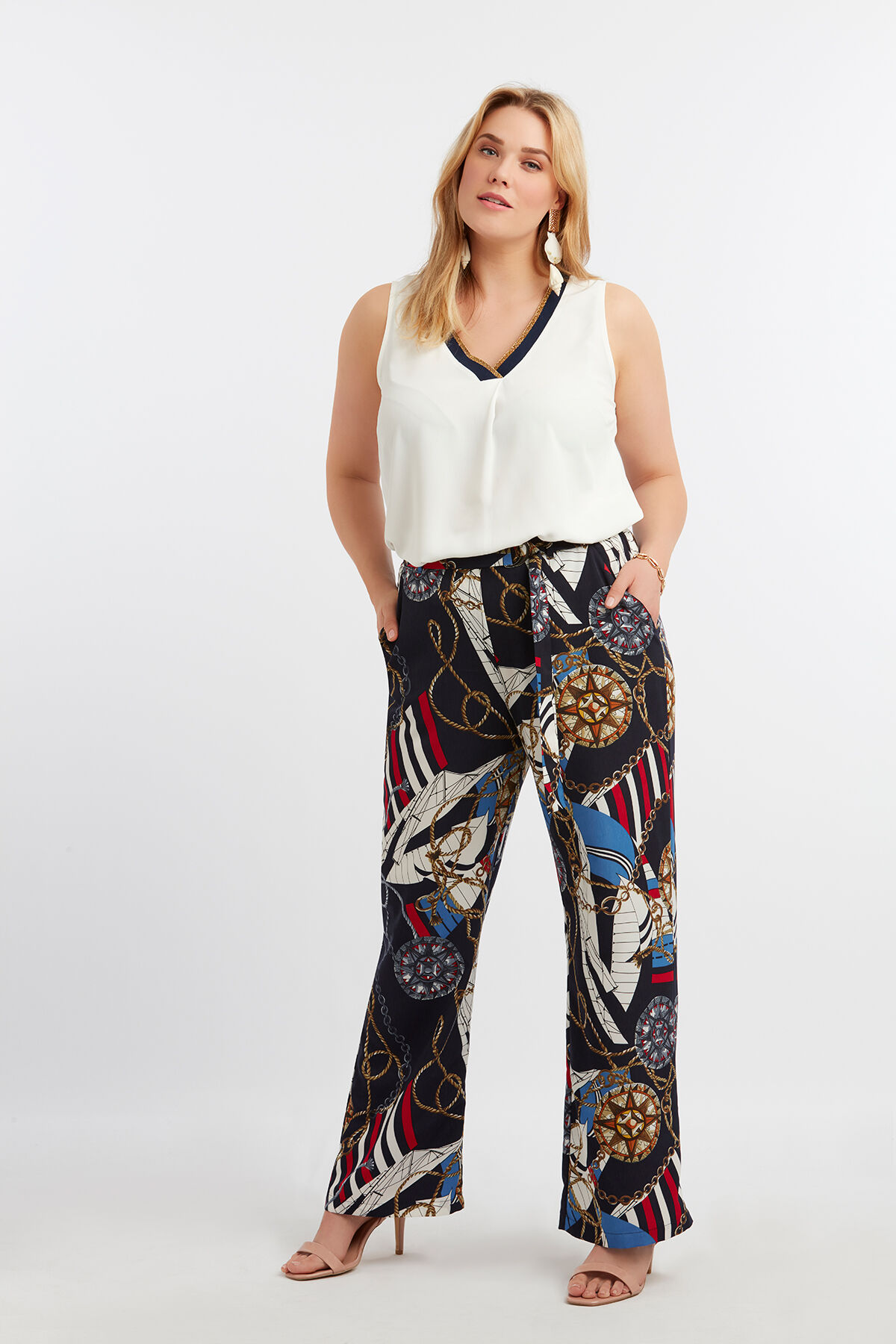 Pantalons amples &agrave; imprim&eacute; image number 7