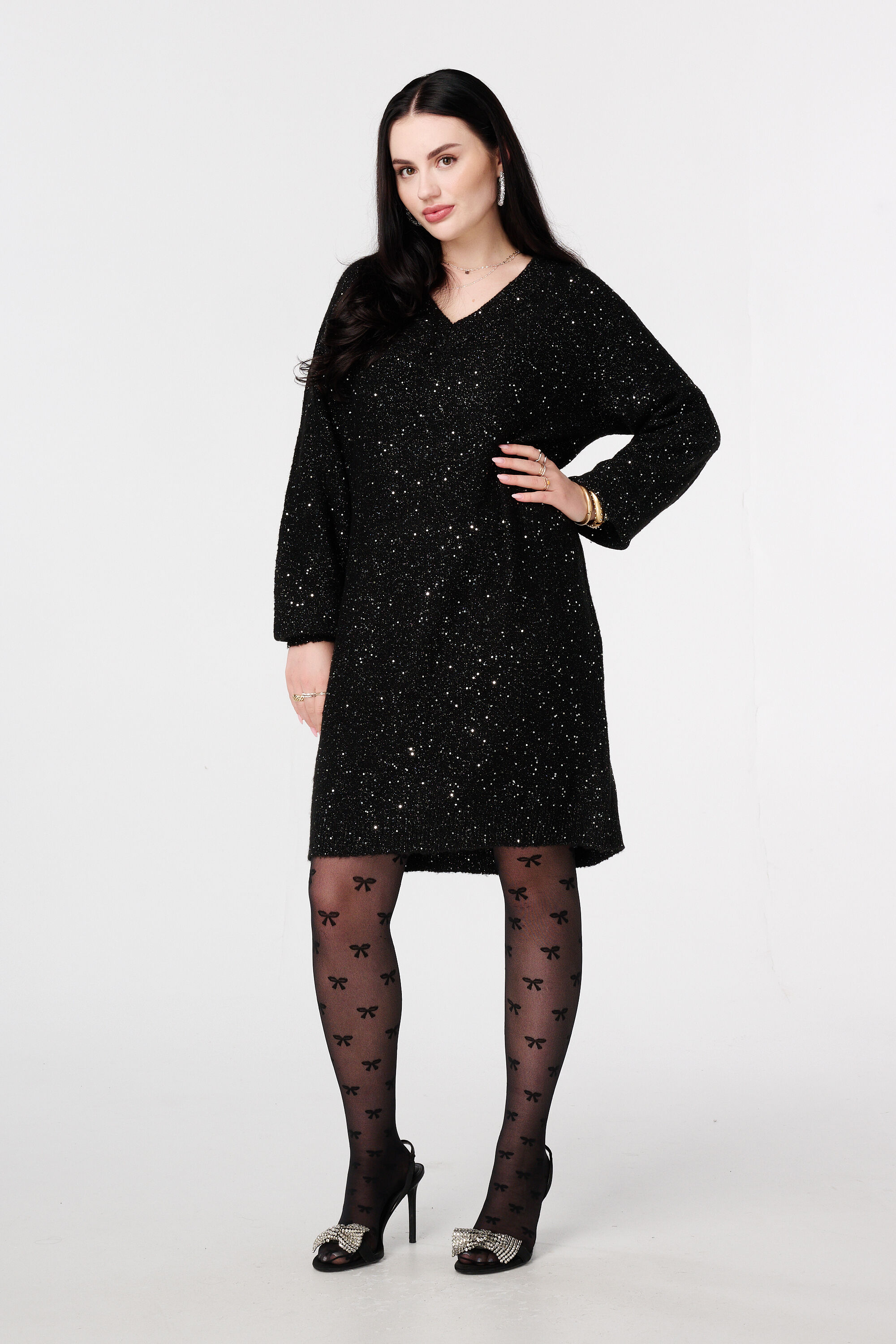 Tunique en maille avec paillettes et fil brillant