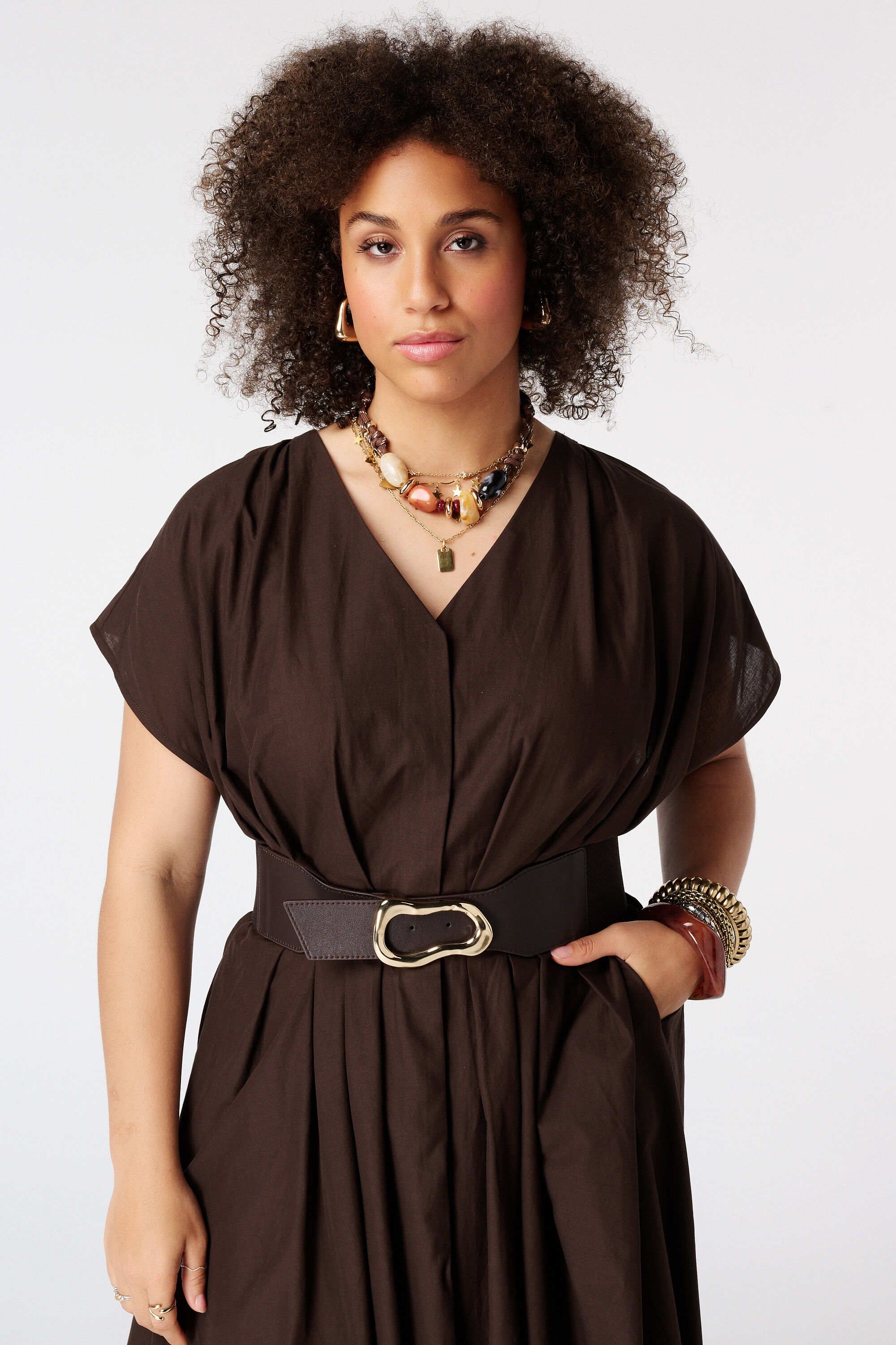 Ceinture &eacute;lastique &agrave; la taille avec boucle organique image number 0