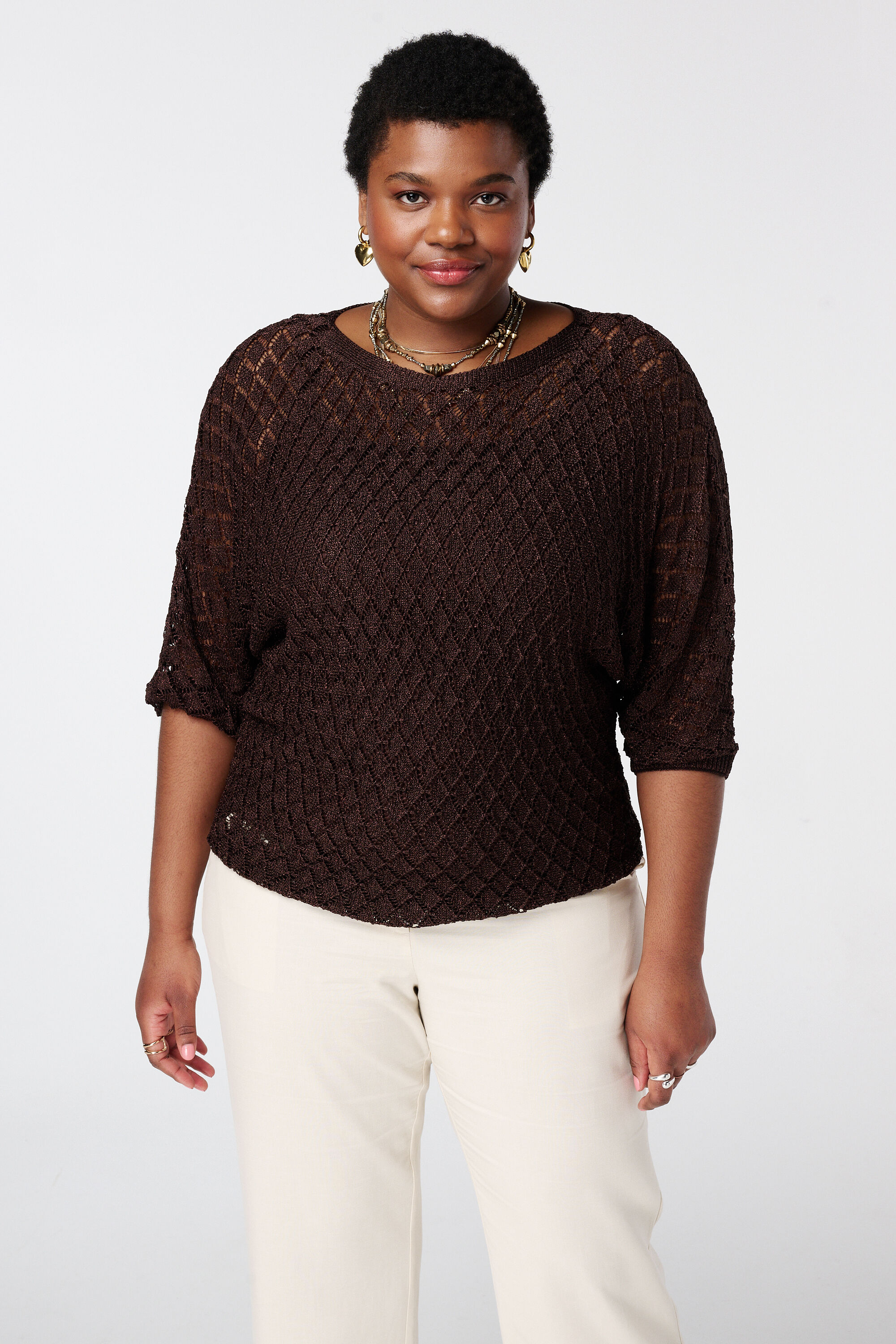 Pull crochet&eacute; avec lurex image number 0