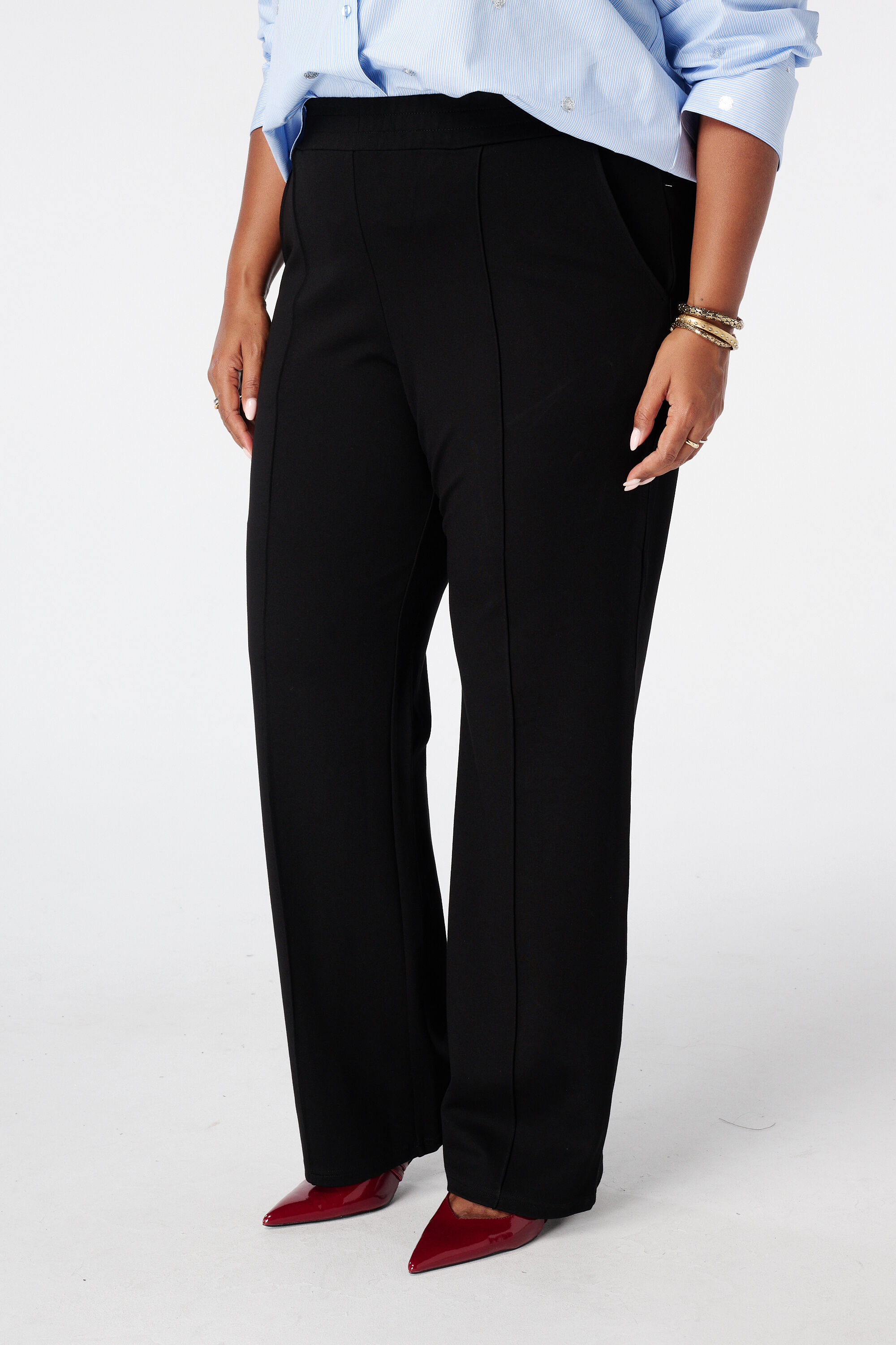 Pantalon wide leg avec taille &eacute;lastique image number 5