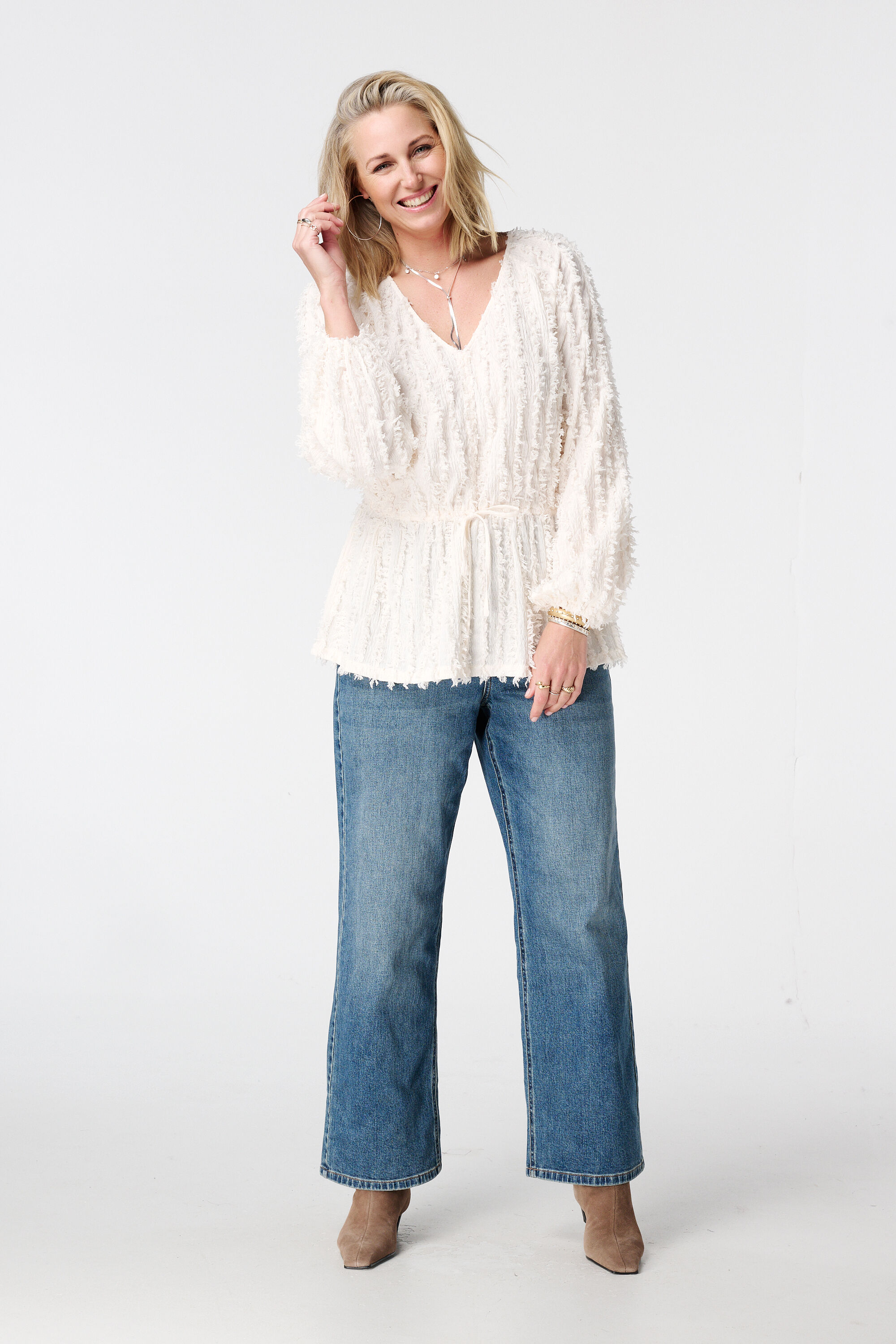 Haut en jersey duveteux avec cordon de serrage image number 5