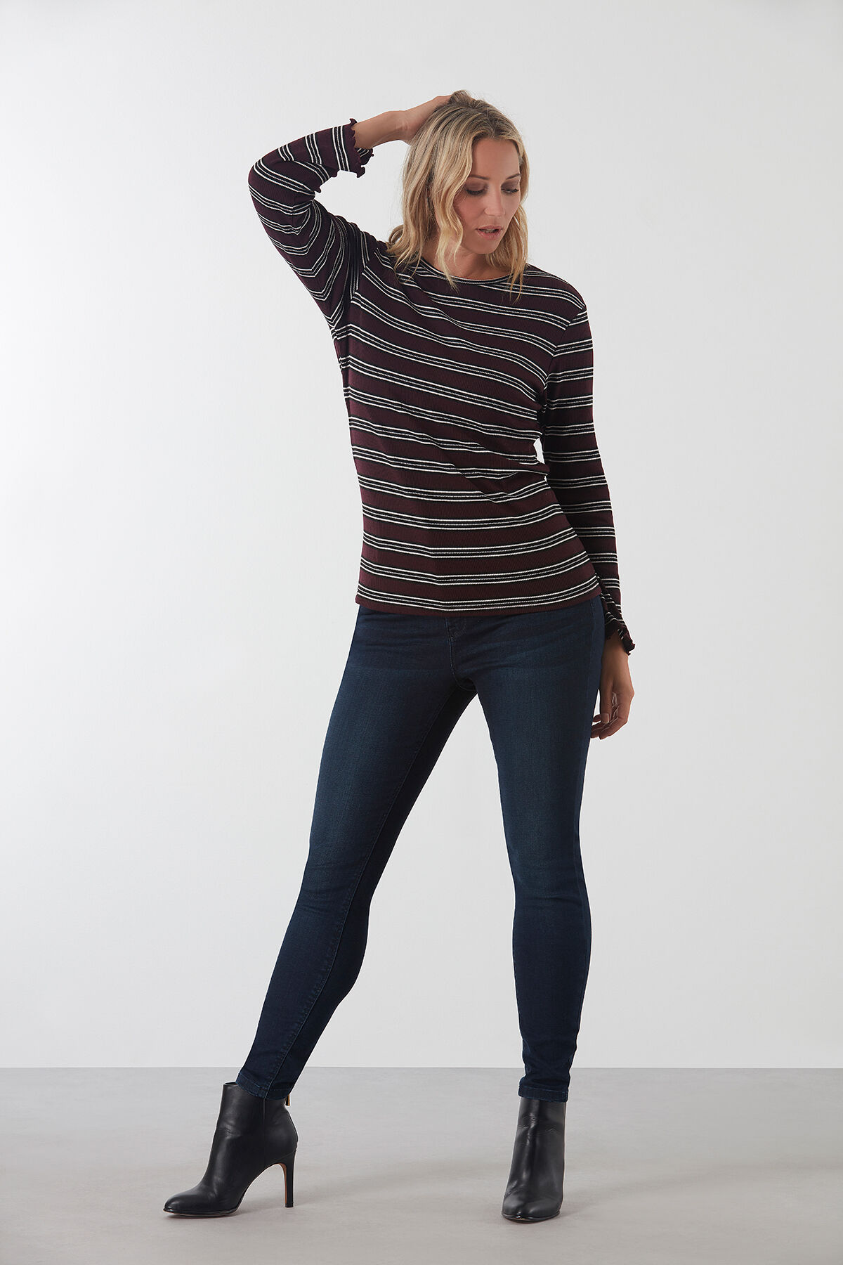 T-shirt avec rayures en Lurex argent&eacute; image number 3