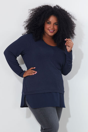 T-shirt avec ourlet en mousseline de soie