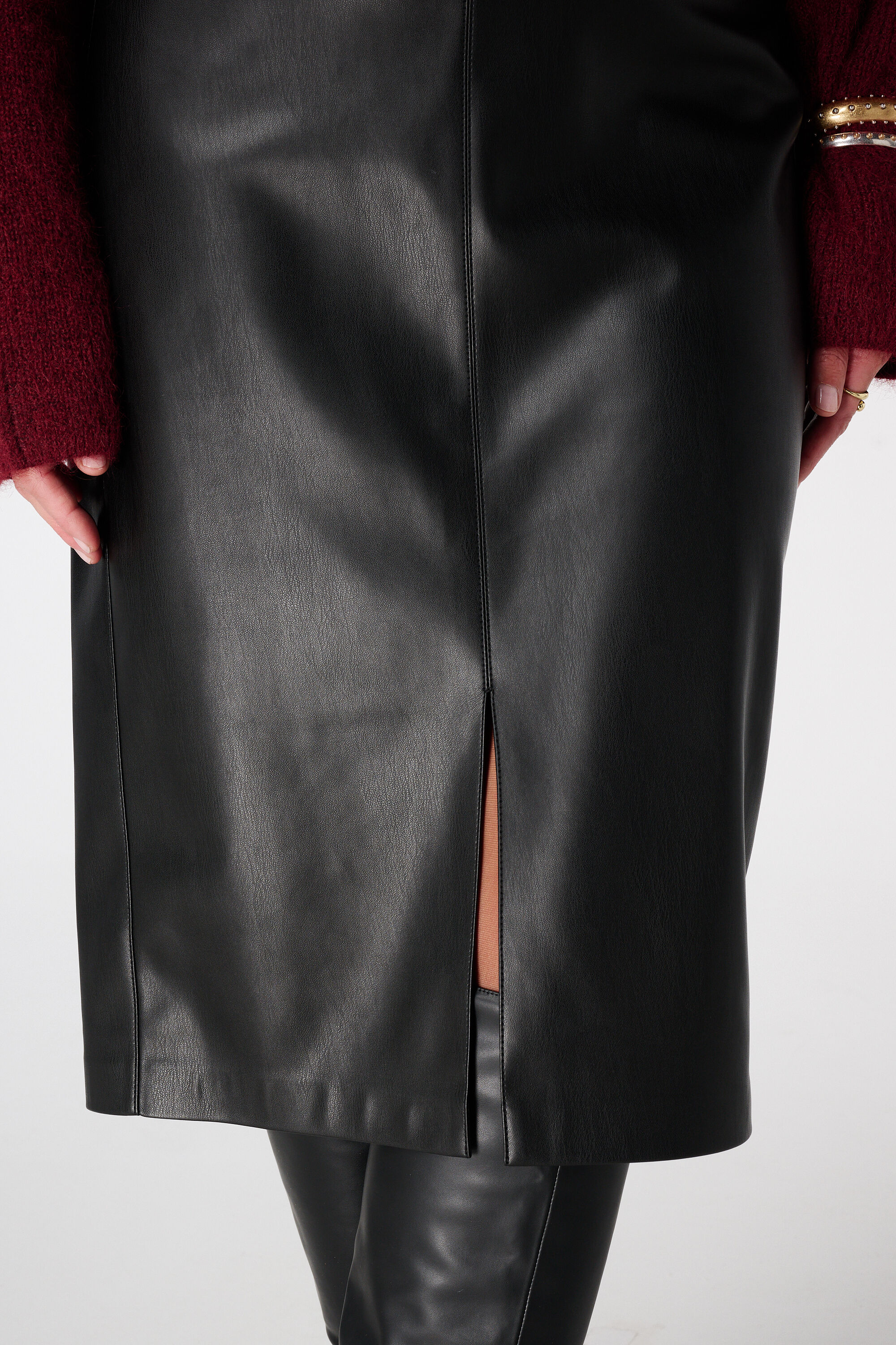 Jupe midi en simili cuir PU image number 4