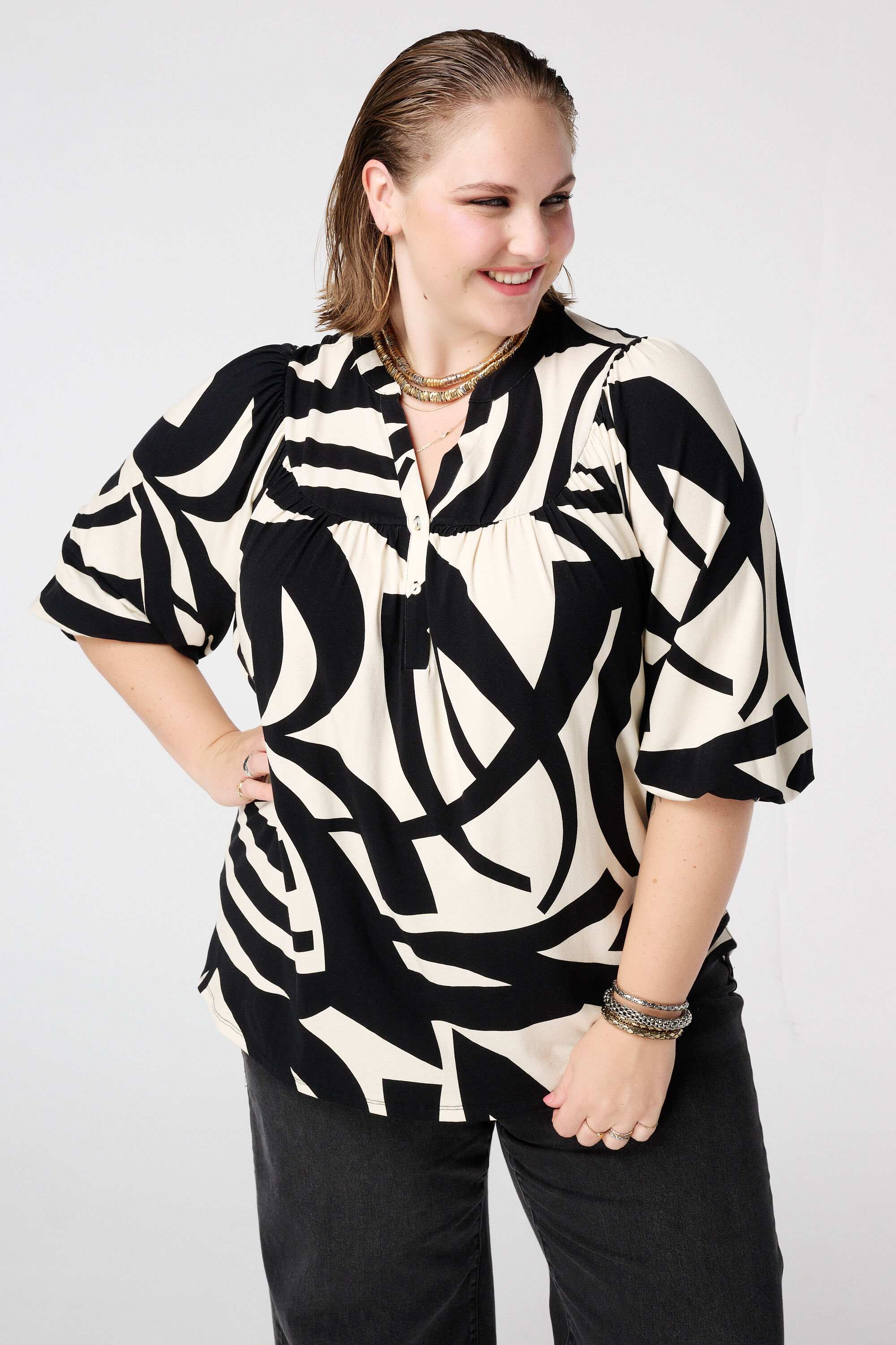 Top en jersey &agrave; imprim&eacute;