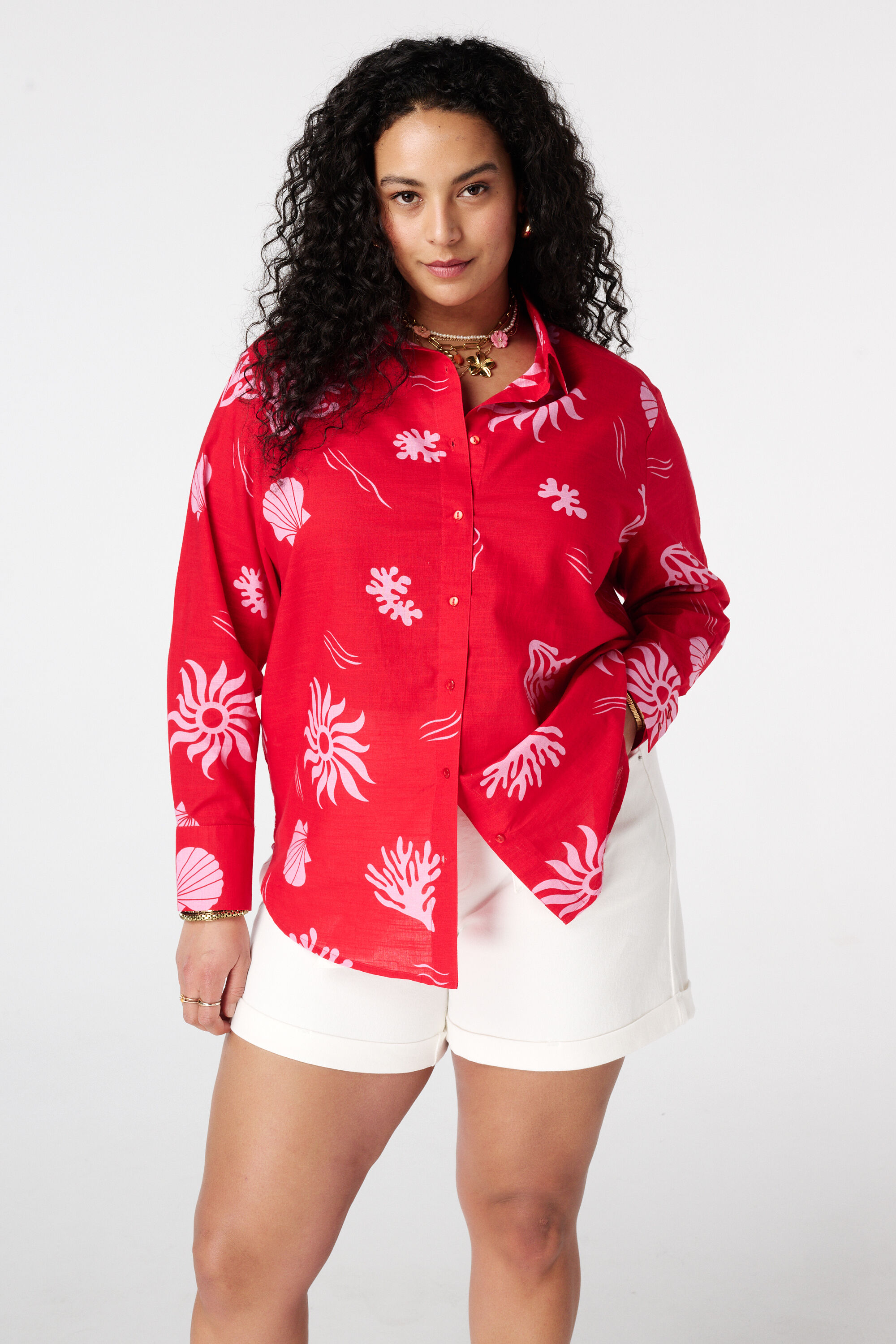 Blouse avec imprim&eacute; tropical