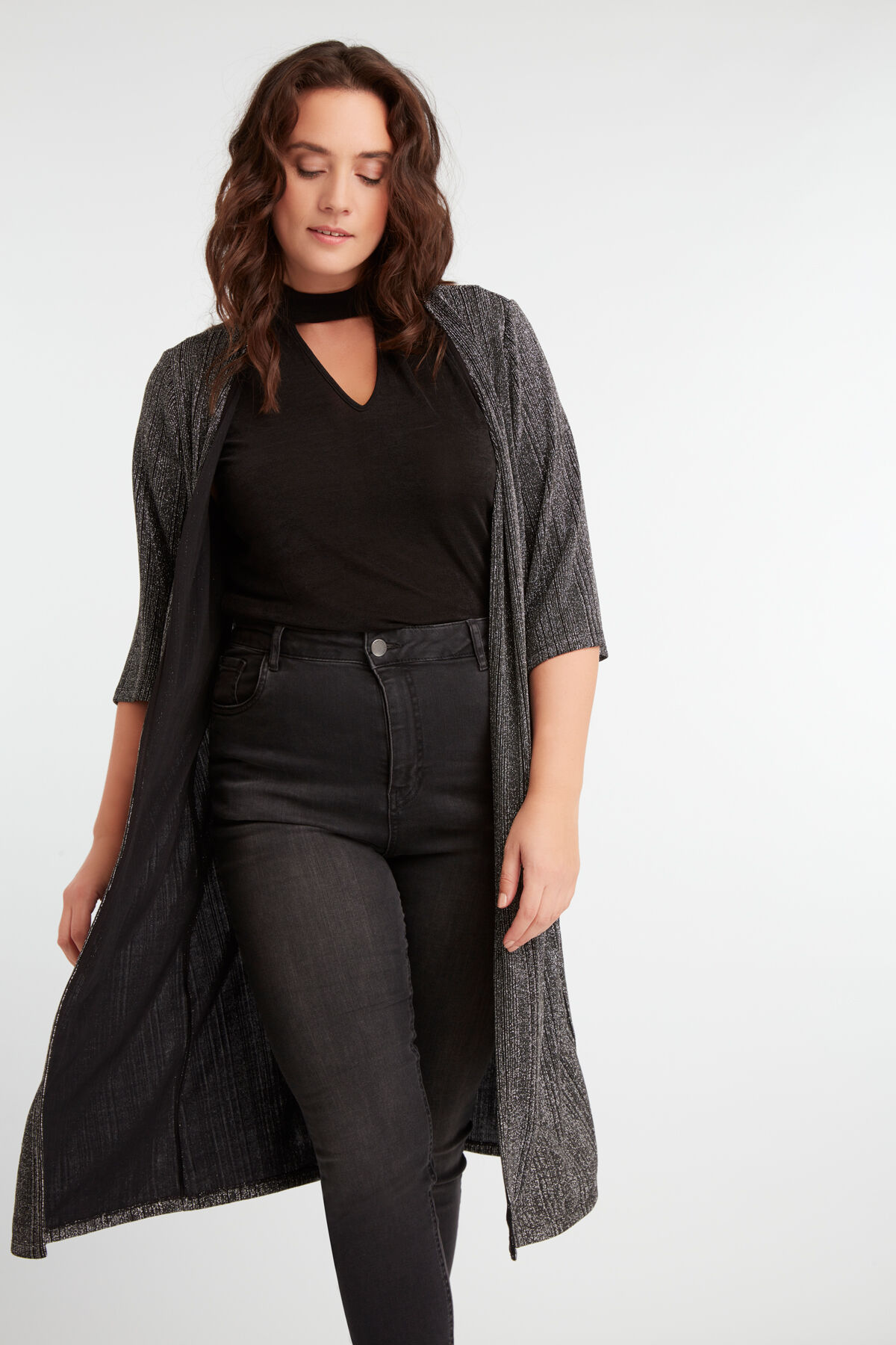 Cardigan long en lurex   image number 3