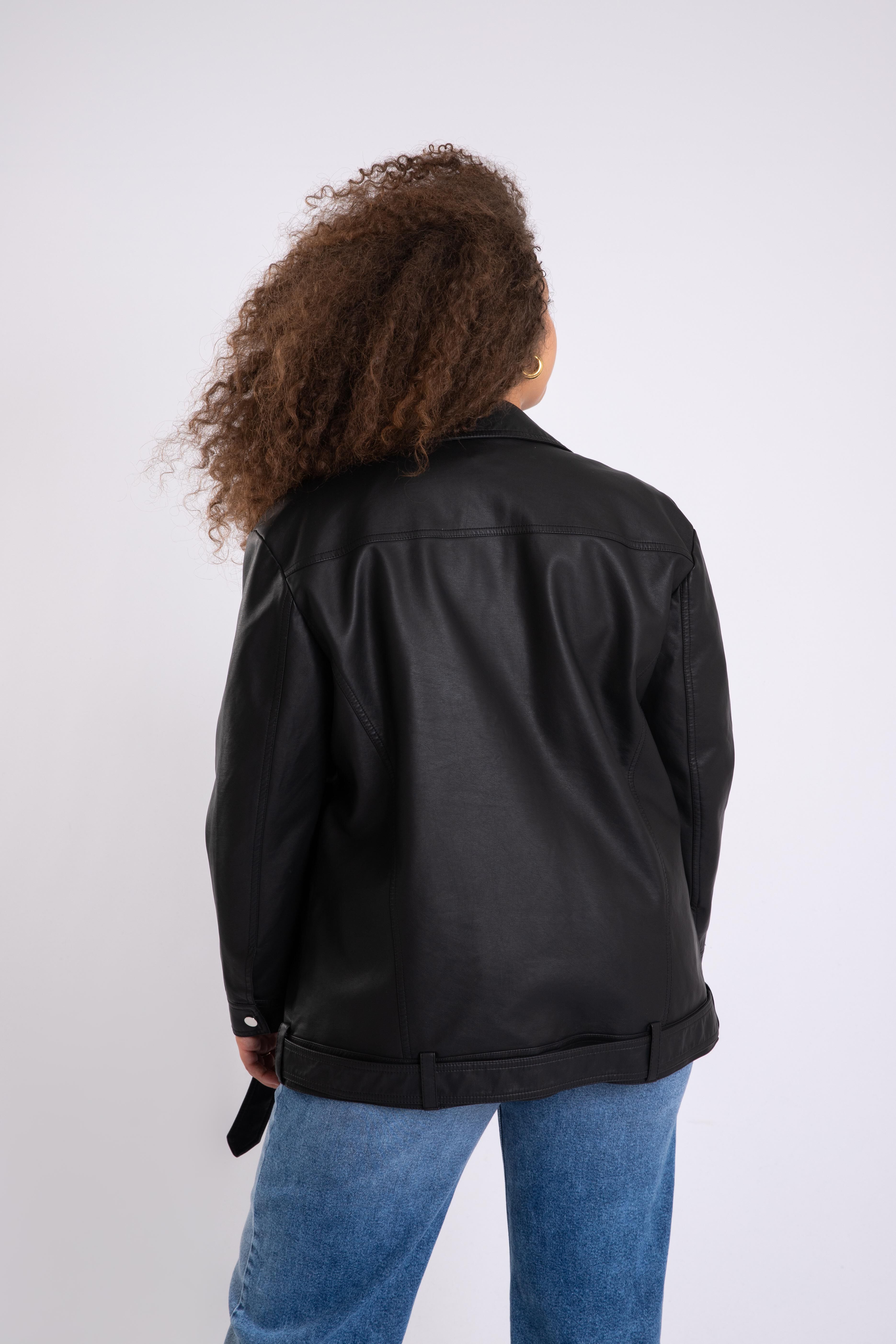 Veste motard oversize en simili cuir image number 3