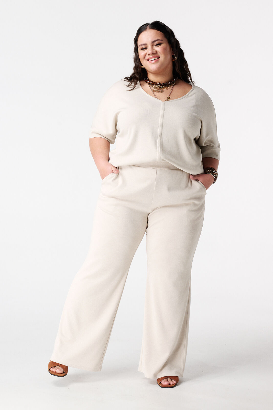 Pantalon wide leg avec lurex image number 0