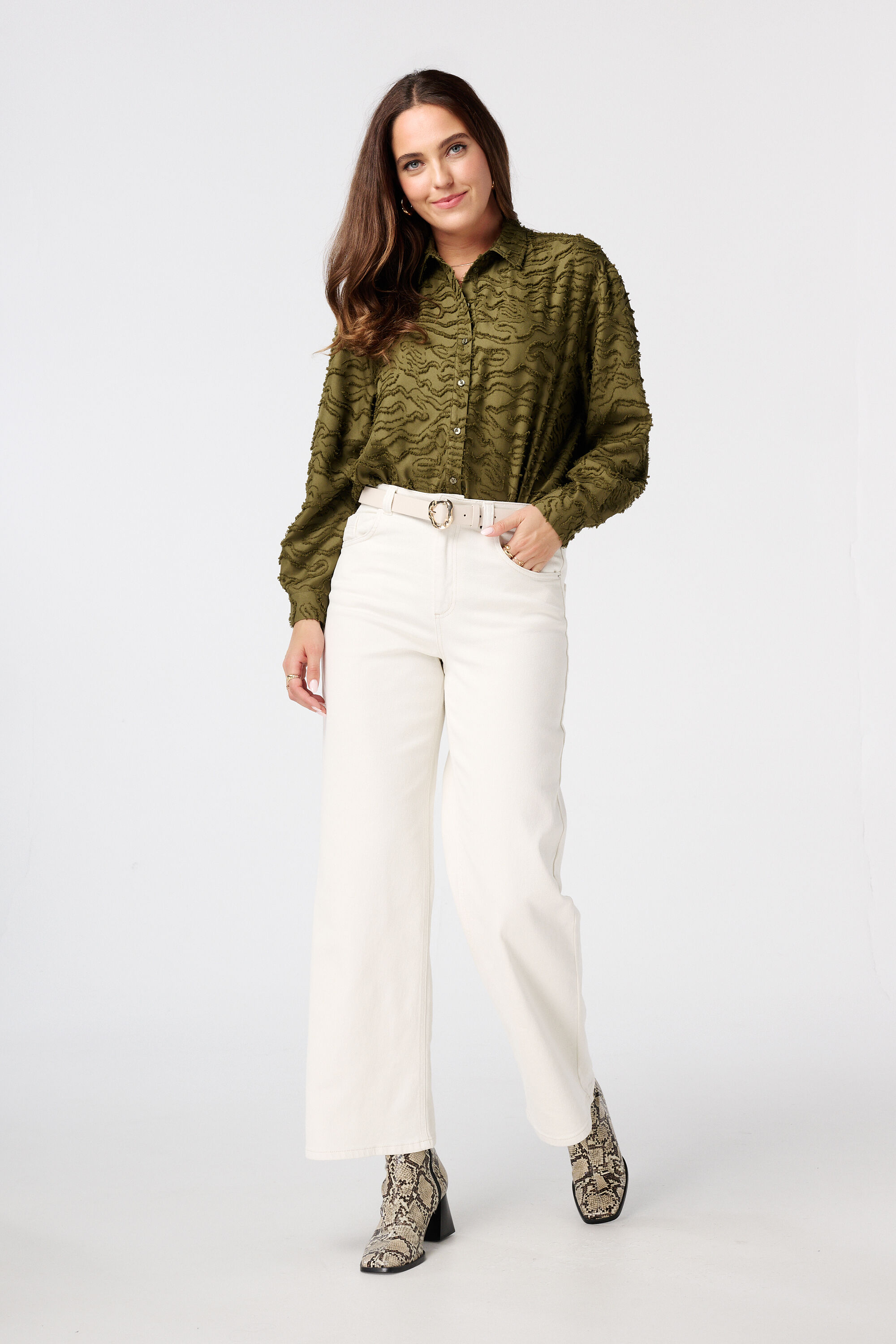 Blouse oversize en tissu structur&eacute; image number 5