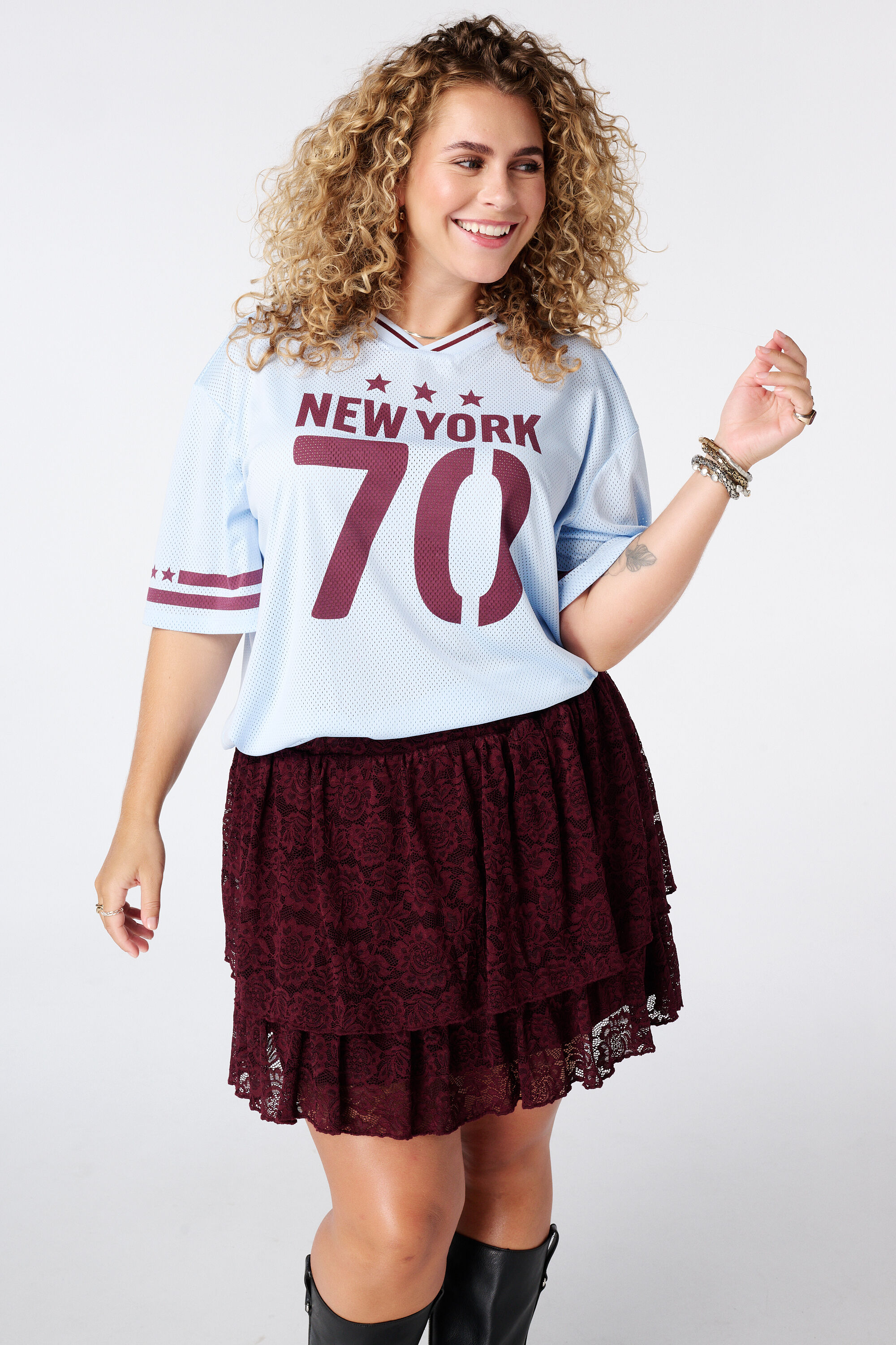 Jersey oversize avec imprim&eacute; sportif