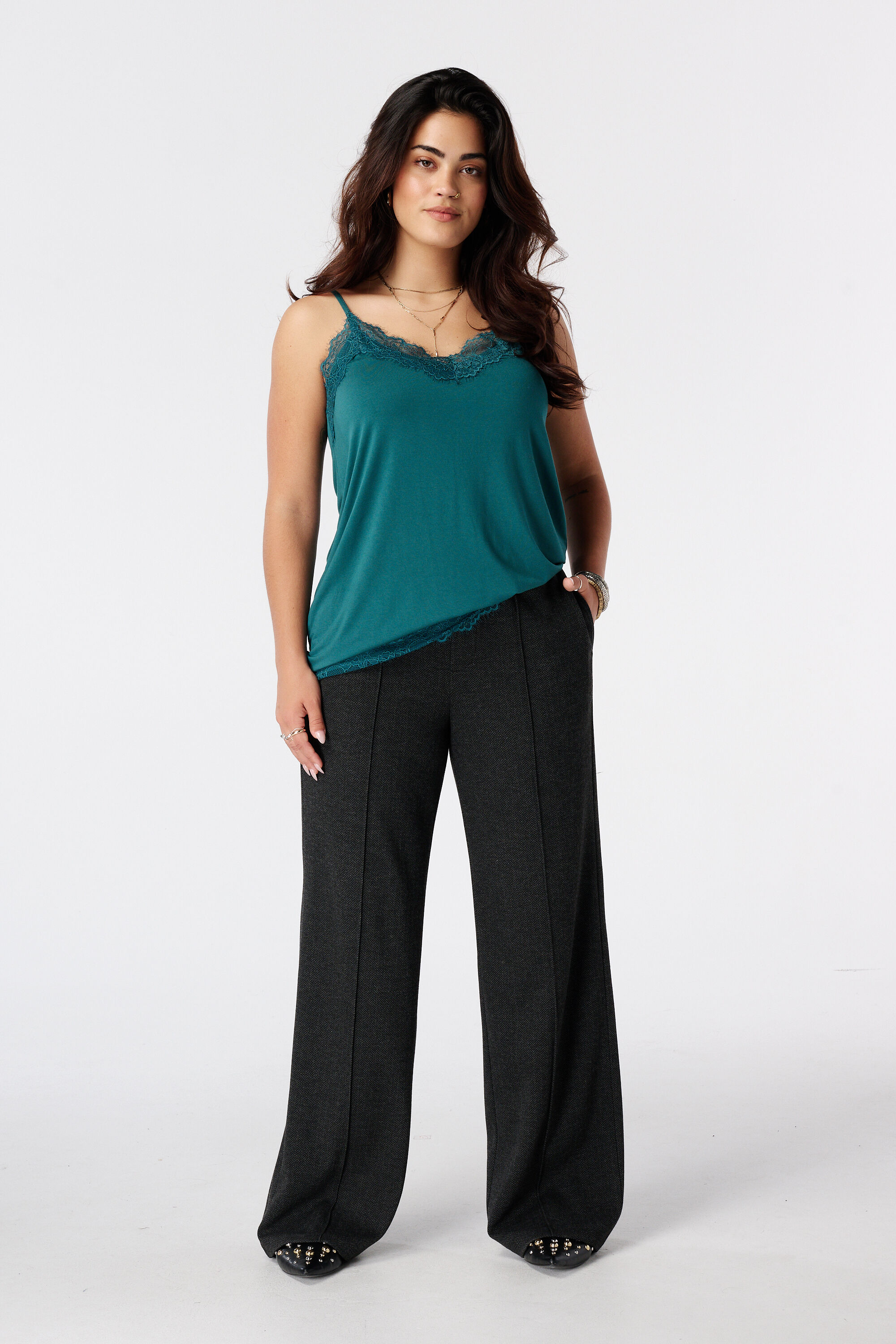 Pantalon &agrave; rayures crayon