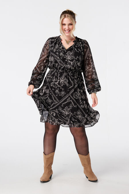 Robe imprimée avec détails brodés Robe imprimée avec détails brodés