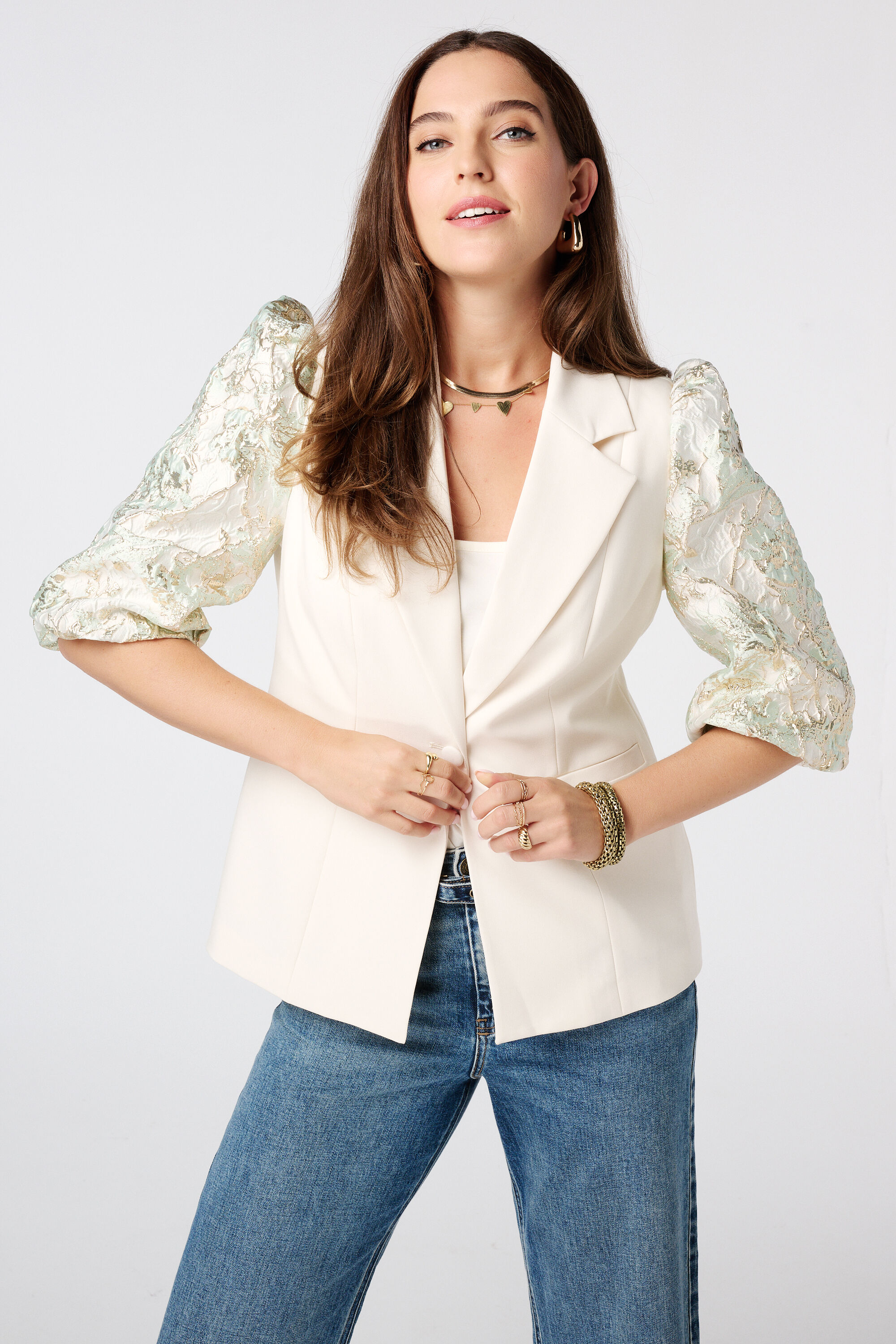 Blazer &agrave; manches courtes avec imprim&eacute;