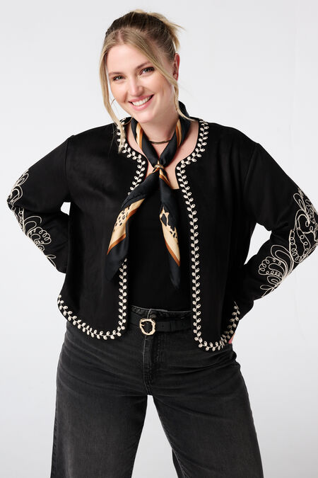 Veste aspect suédé avec broderies  Veste aspect suédé avec broderies