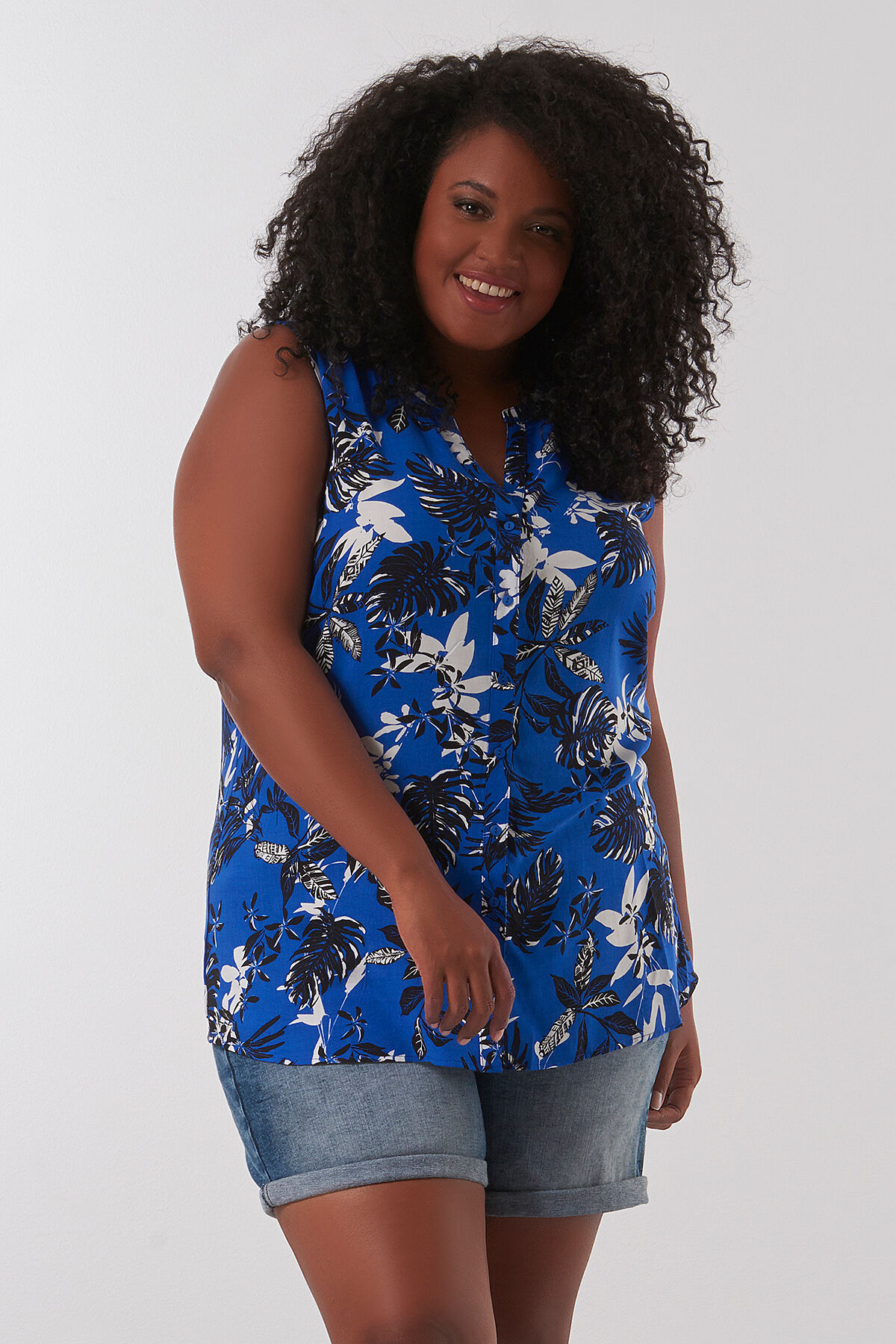 Chemisier sans manches avec imprim&eacute; int&eacute;gral image number 0