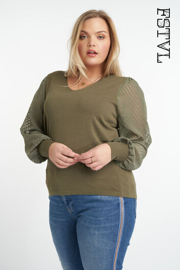 Sweater &agrave; manches bouffantes 