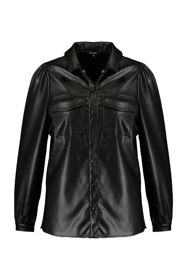 Chemisier en similicuir à manches bouffantes image number 1