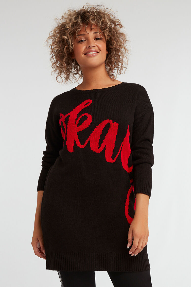 Tunique tricot&eacute;e avec une inscription  image number 3