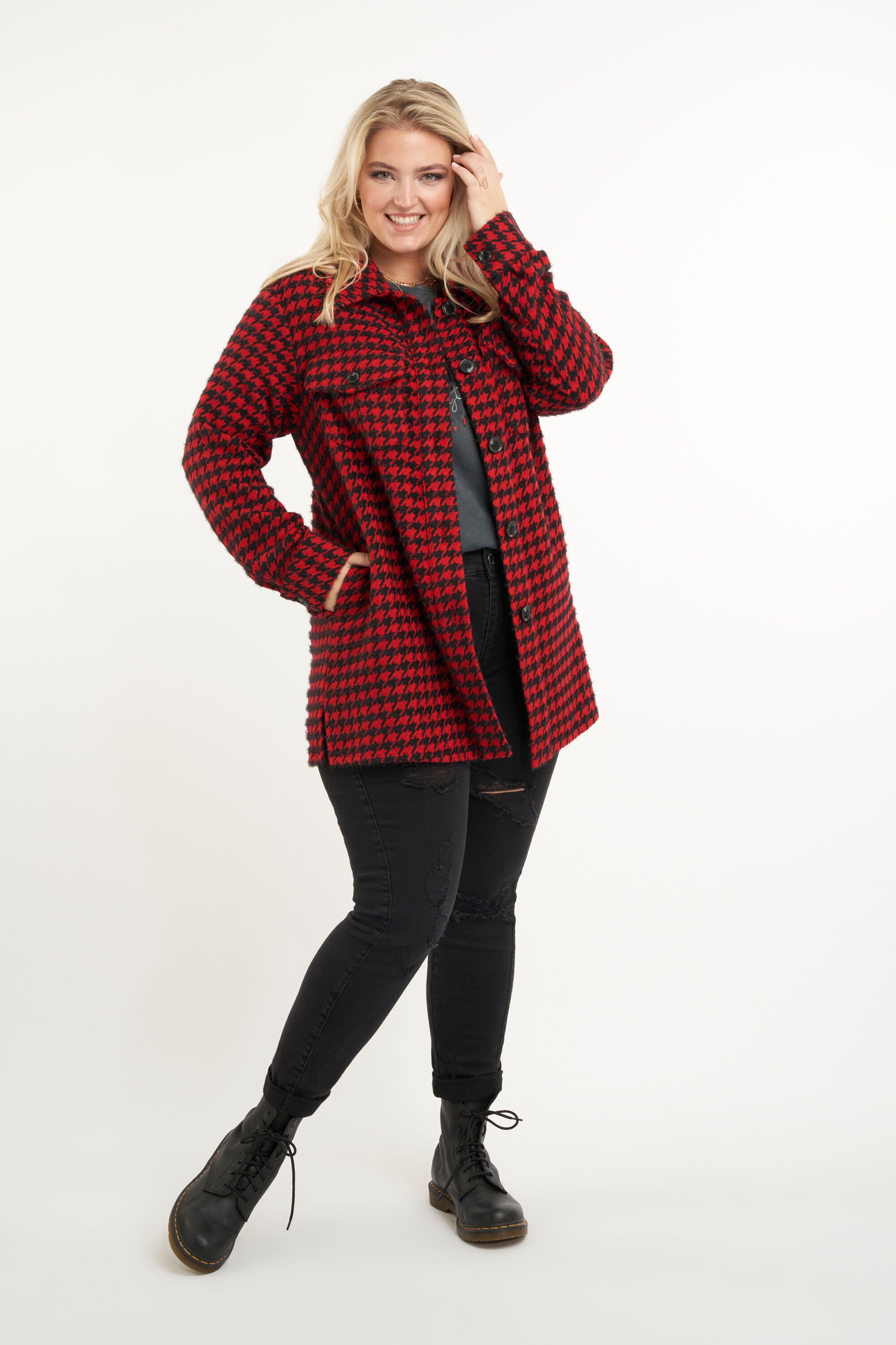 Veste chemise avec imprim&eacute; pied-de-poule image number 5