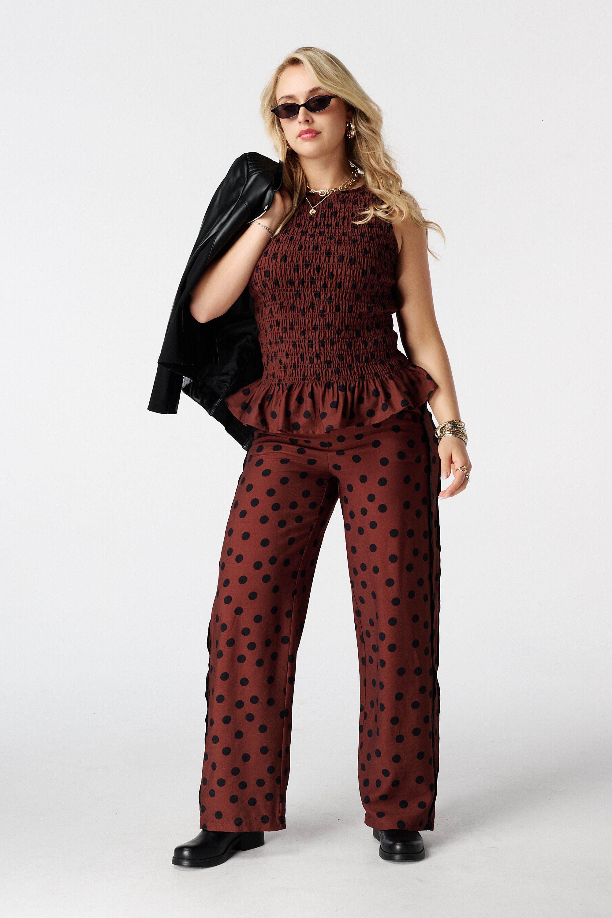 Pantalon &agrave; imprim&eacute; pois