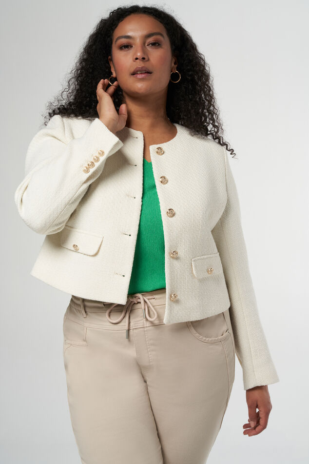 Veste courte en tweed avec boutons métal image number 5