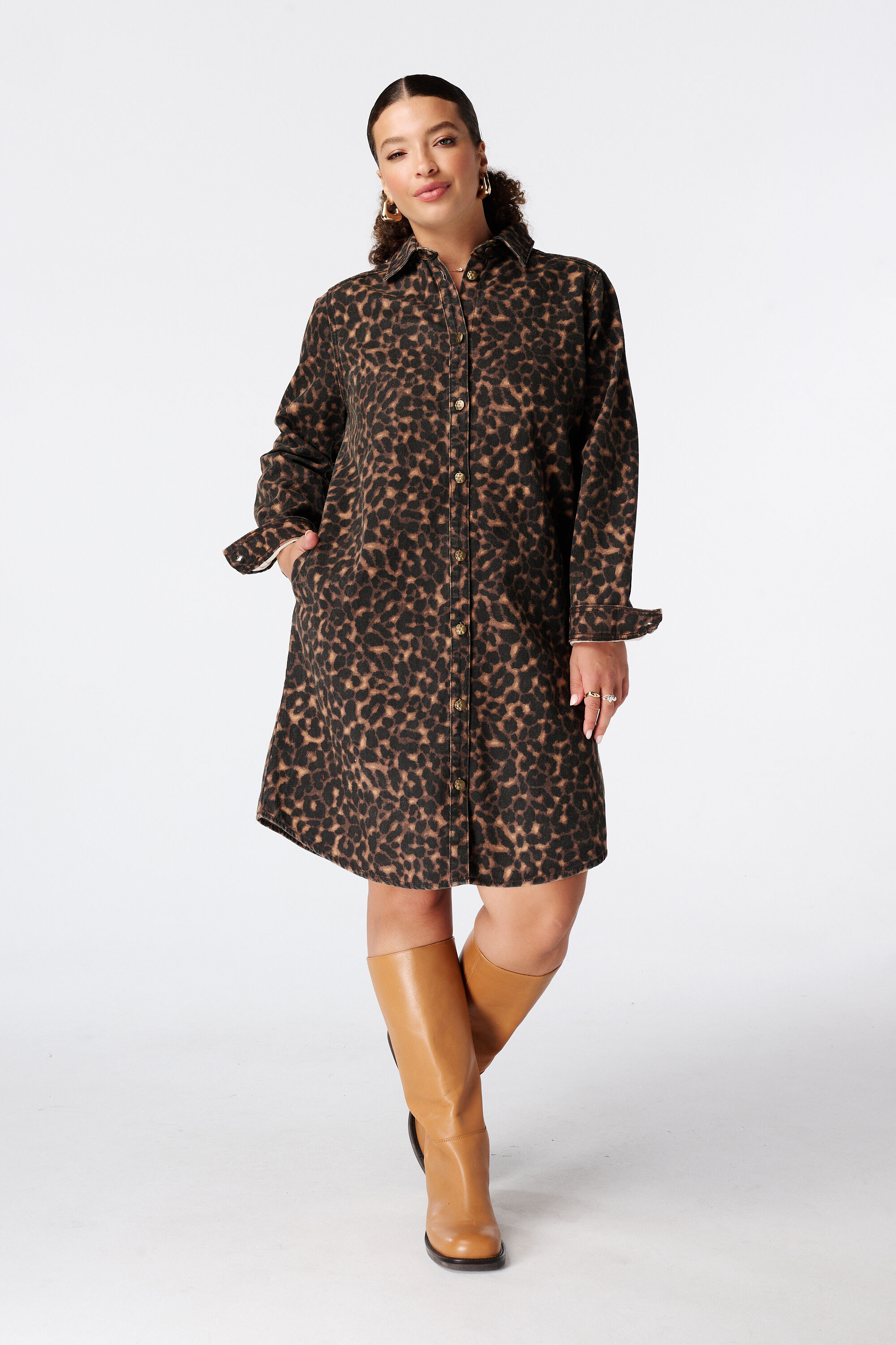 Robe en jean &agrave; imprim&eacute; animal