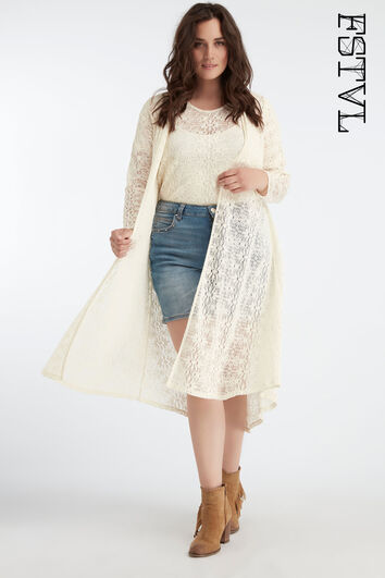 Cardigan long en dentelle