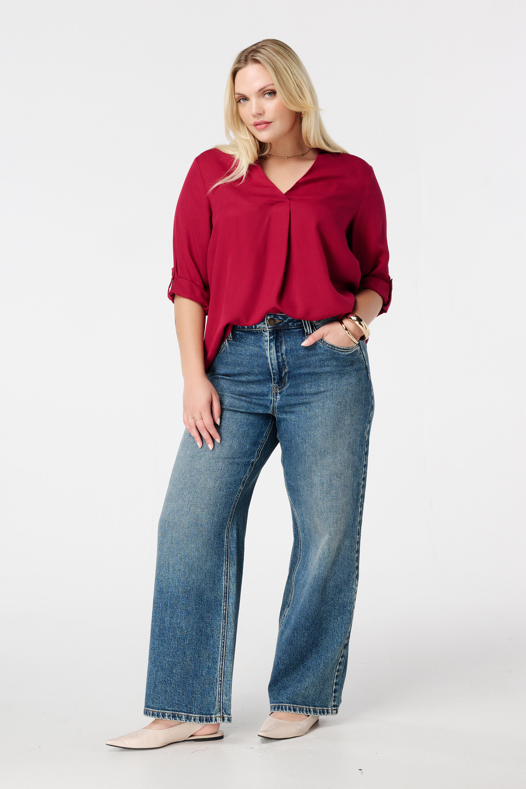 Chemisier &agrave; manches roul&eacute;es image number 5