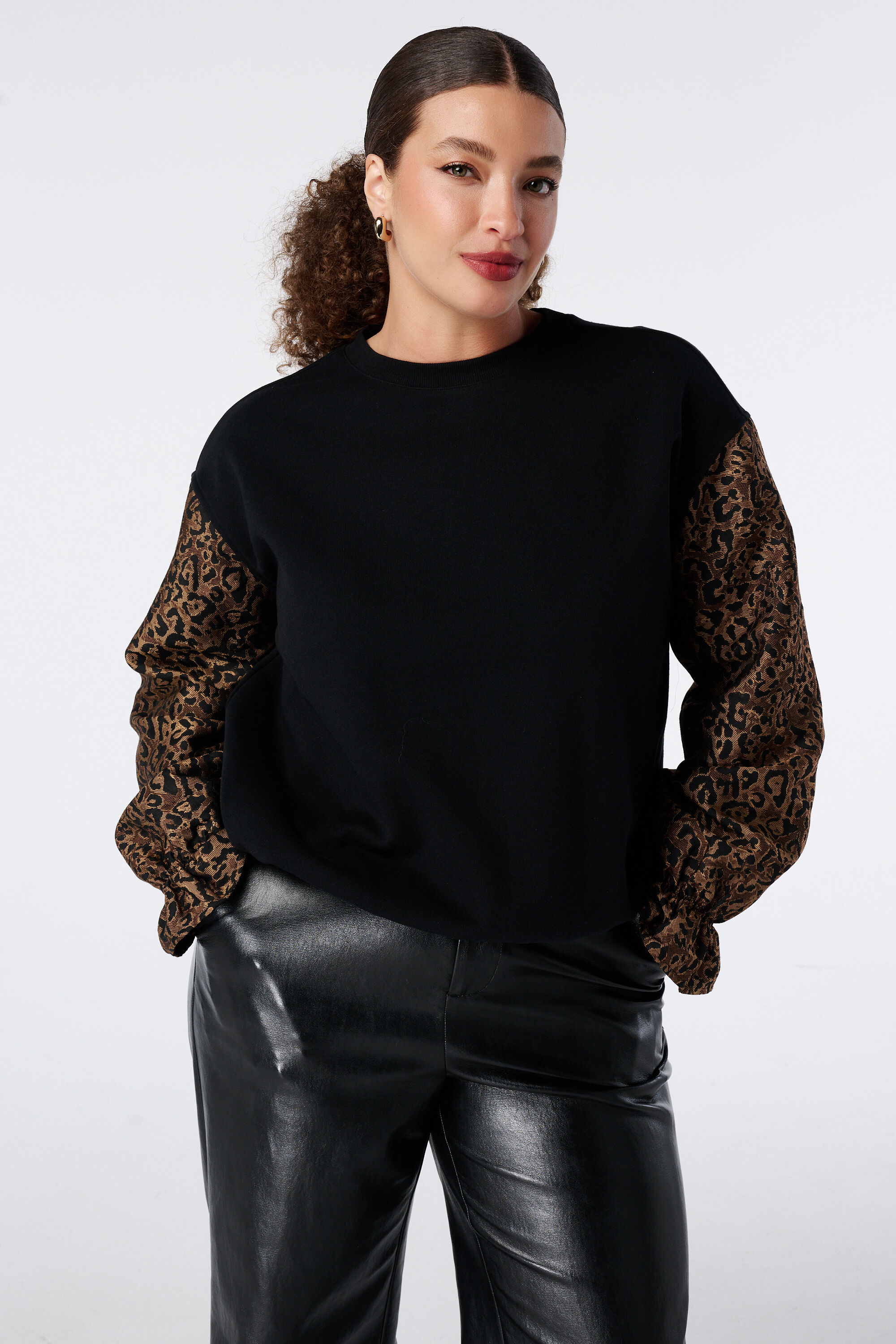 Sweat &agrave; manches jacquard