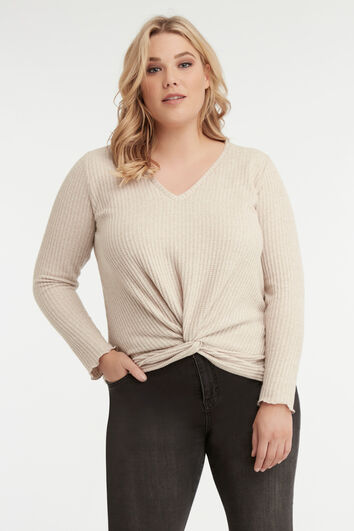 T-shirt manches longues au d&eacute;cor boutonn&eacute; 